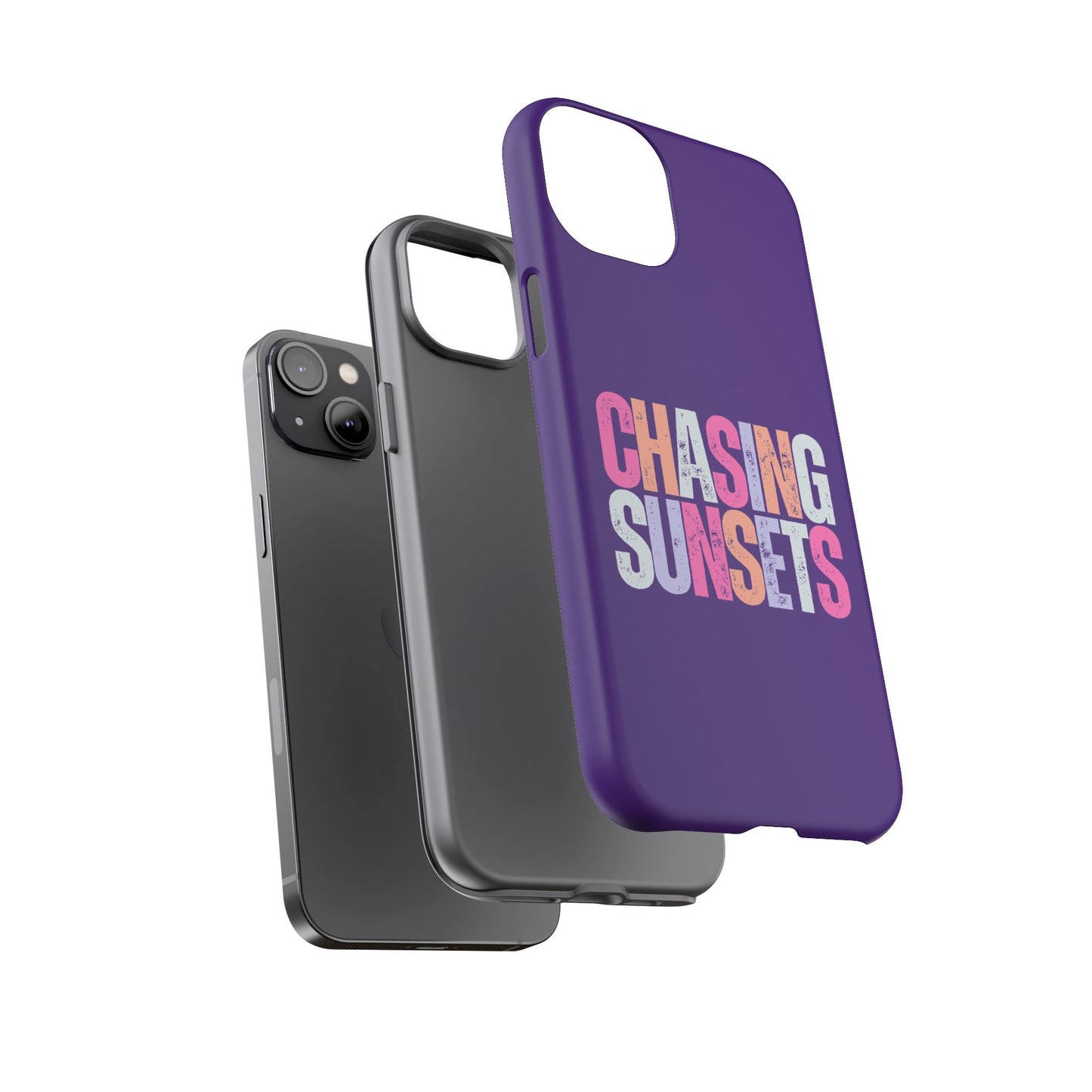 Chasing Sunsets Phone Case, Trendy Phone Cover, Sunset Lover Gift, Cool Accessories, Custom Phone Cases, Vibrant Purple Design