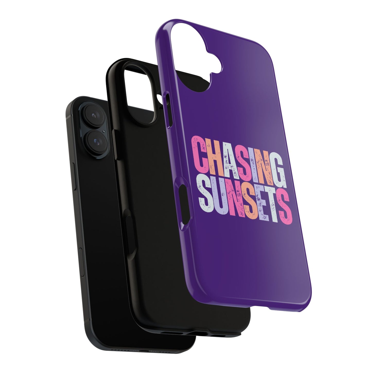 Chasing Sunsets Phone Case, Trendy Phone Cover, Sunset Lover Gift, Cool Accessories, Custom Phone Cases, Vibrant Purple Design