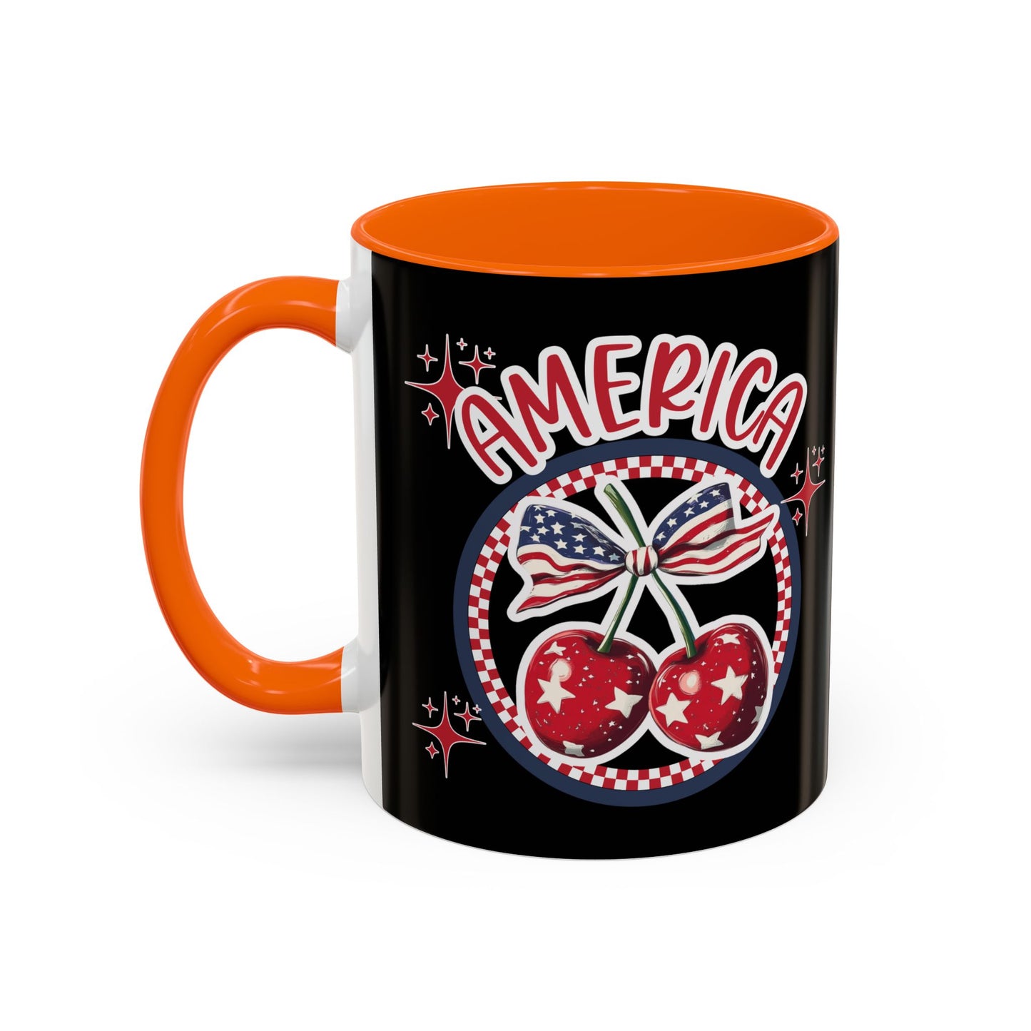 Patriotic Accent Coffee Mug, American Flag Mug, USA Celebration Cup, Red White Blue Drinkware, 4th of July Gift