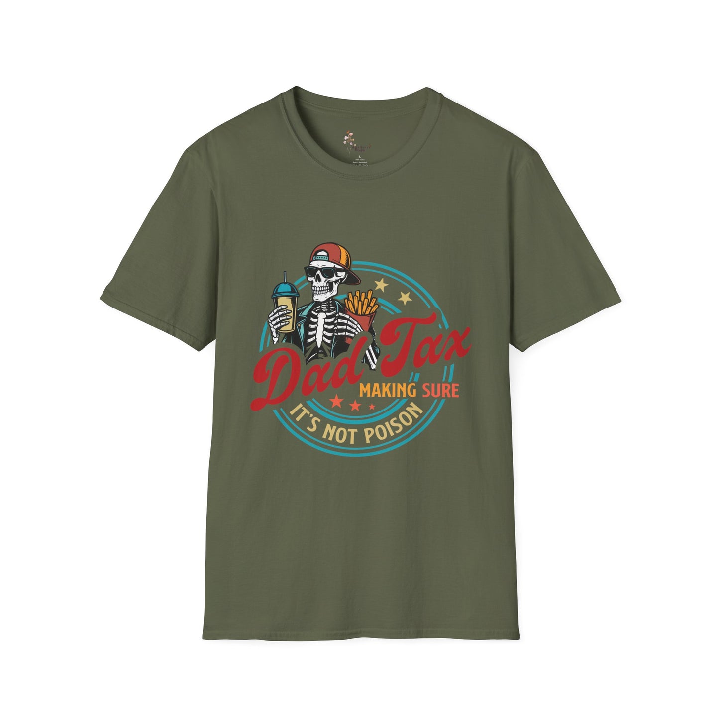 Casual Graphic T-Shirt, Dad Tax Skeleton Tee for Dads, Funny Parenting Shirt, Gift for Father's Day, Halloween Shirt