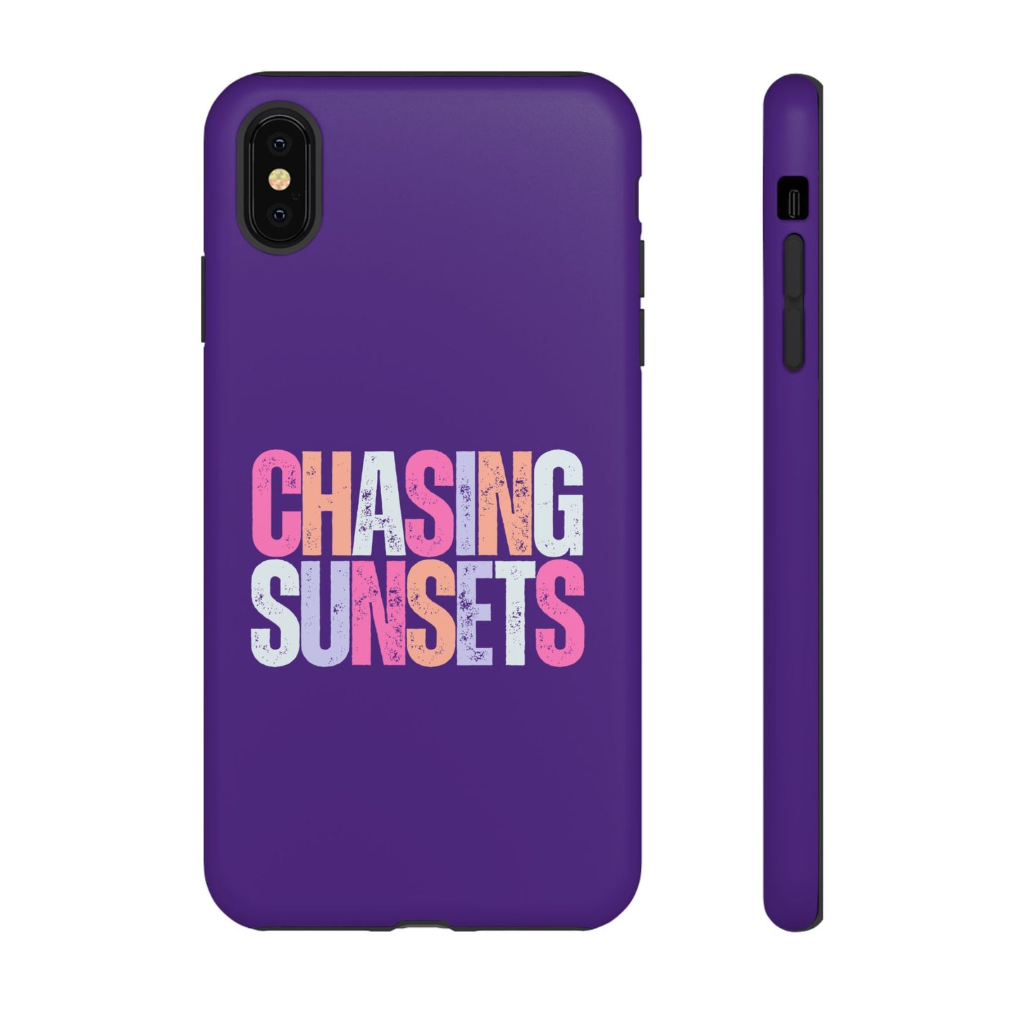 Chasing Sunsets Phone Case, Trendy Phone Cover, Sunset Lover Gift, Cool Accessories, Custom Phone Cases, Vibrant Purple Design