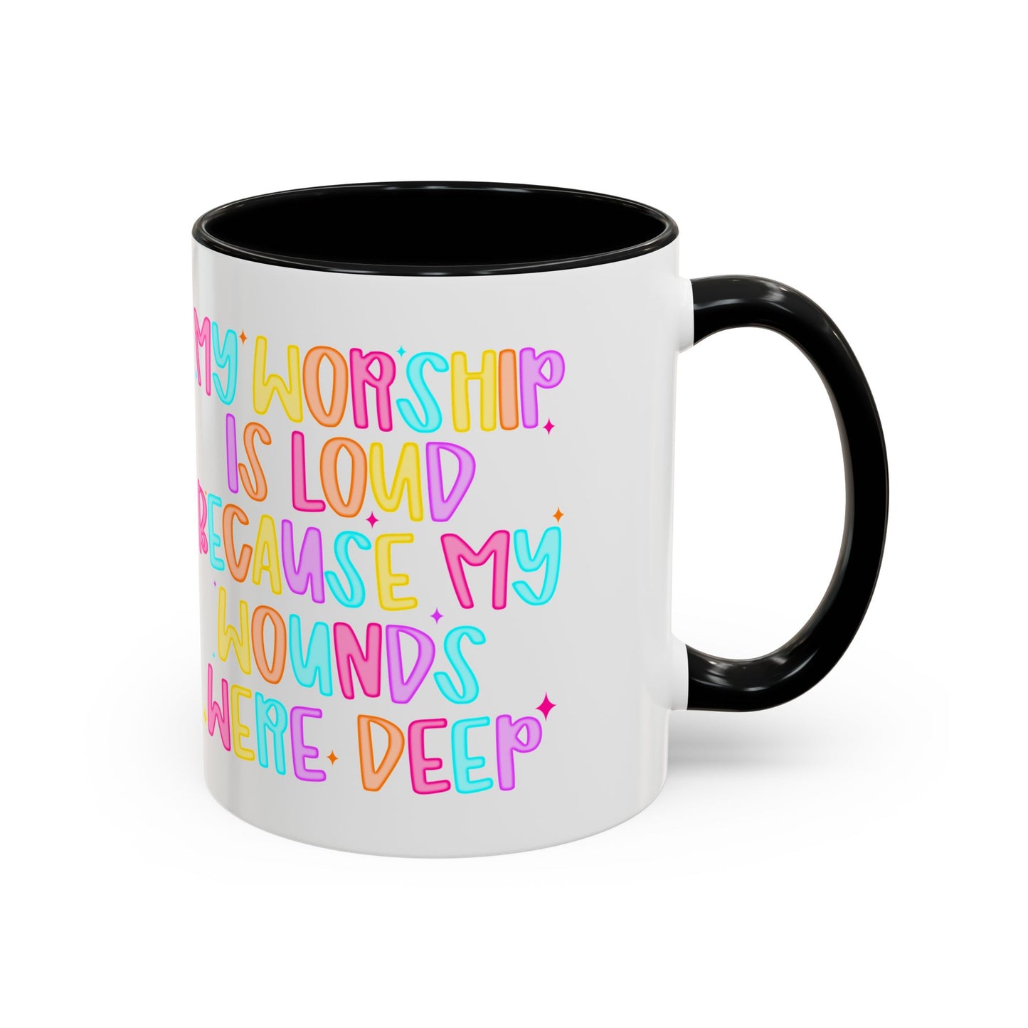 Colorful Worship Mug | Inspirational Coffee Cup for Faith, Home, Gifts | Perfect for Church, Friend Celebrations, Coffee Lovers