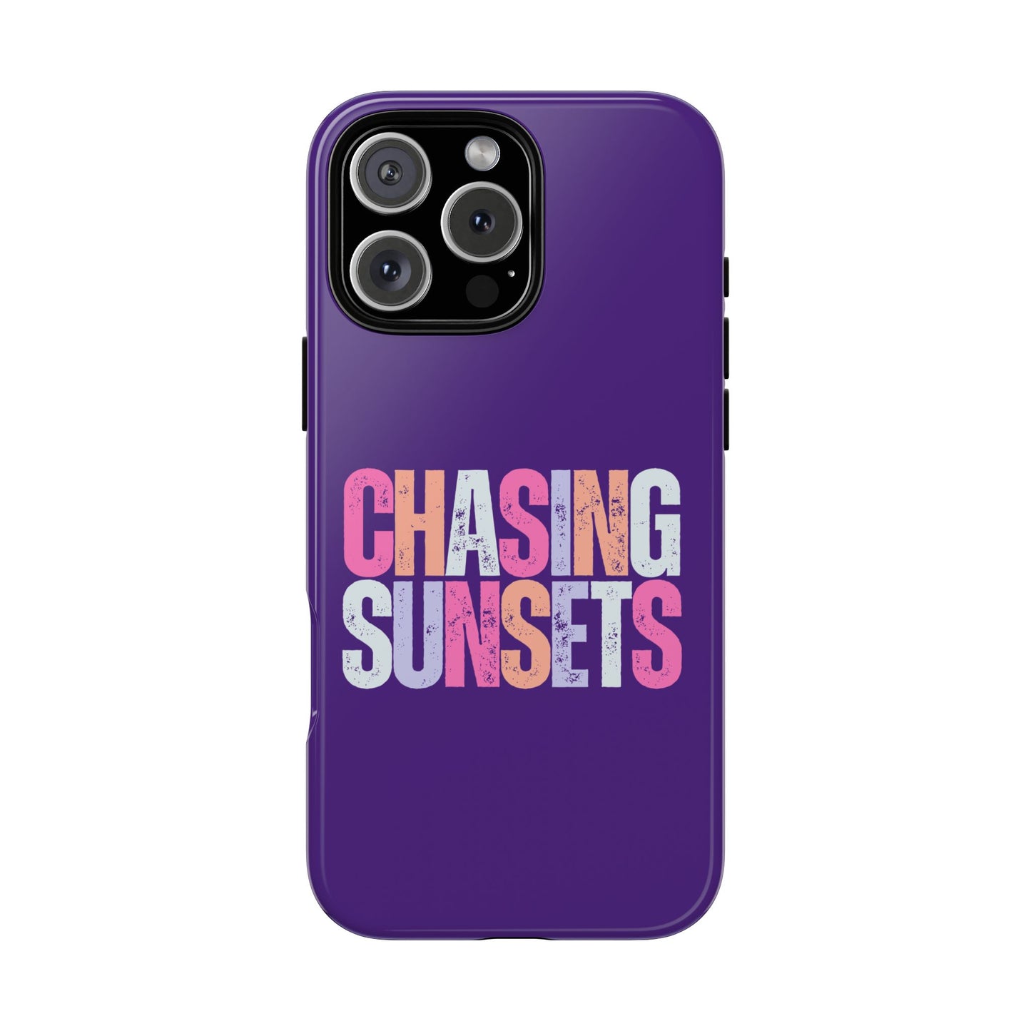 Chasing Sunsets Phone Case, Trendy Phone Cover, Sunset Lover Gift, Cool Accessories, Custom Phone Cases, Vibrant Purple Design