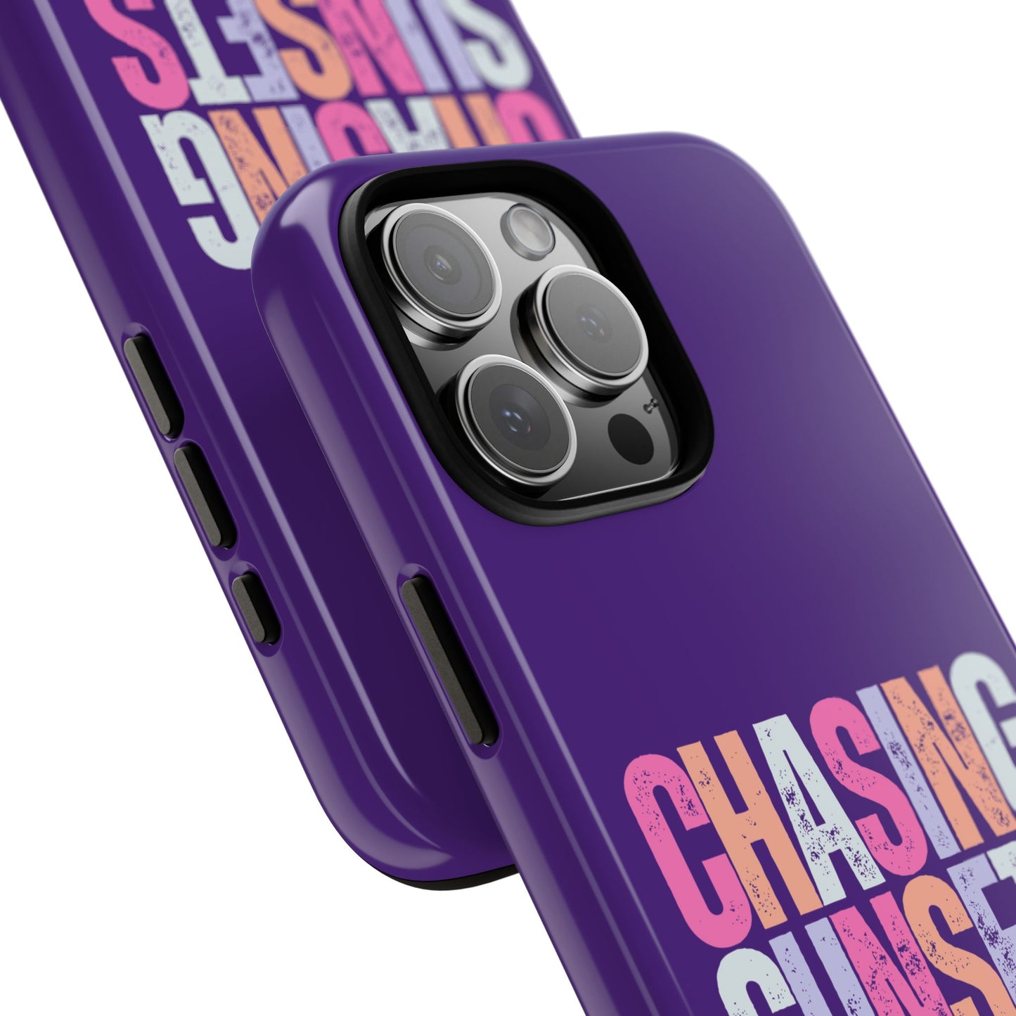 Chasing Sunsets Phone Case, Trendy Phone Cover, Sunset Lover Gift, Cool Accessories, Custom Phone Cases, Vibrant Purple Design