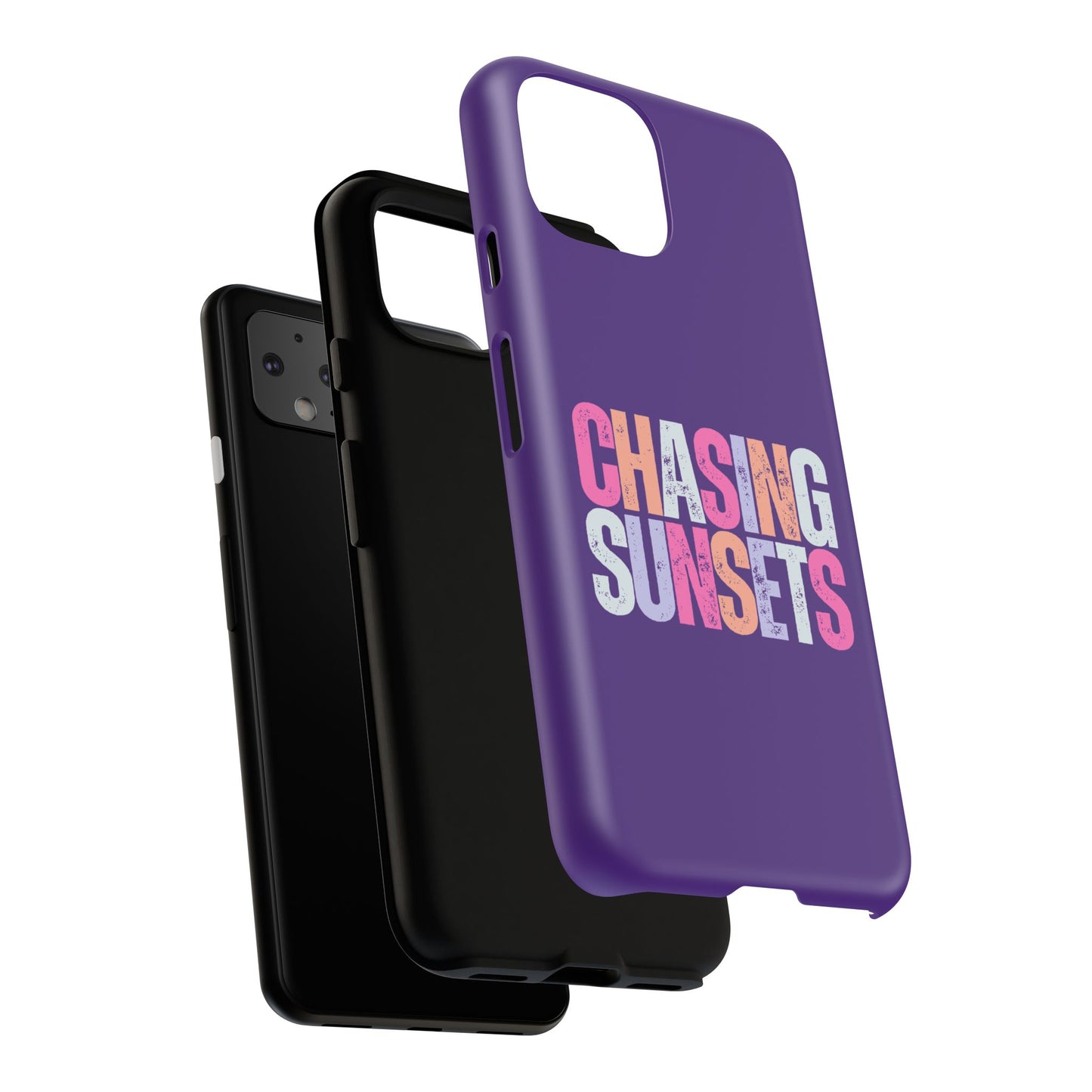 Chasing Sunsets Phone Case, Trendy Phone Cover, Sunset Lover Gift, Cool Accessories, Custom Phone Cases, Vibrant Purple Design
