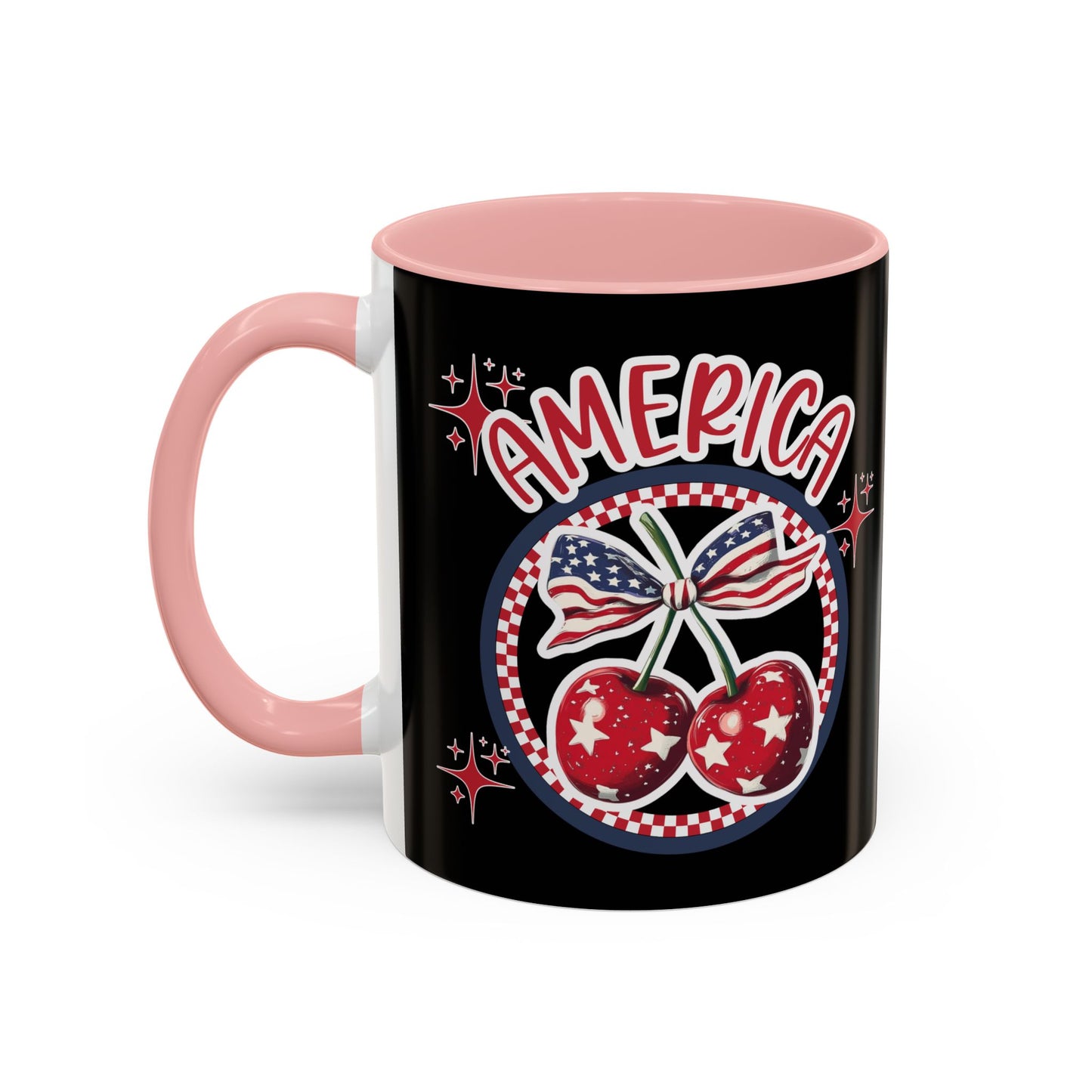 Patriotic Accent Coffee Mug, American Flag Mug, USA Celebration Cup, Red White Blue Drinkware, 4th of July Gift