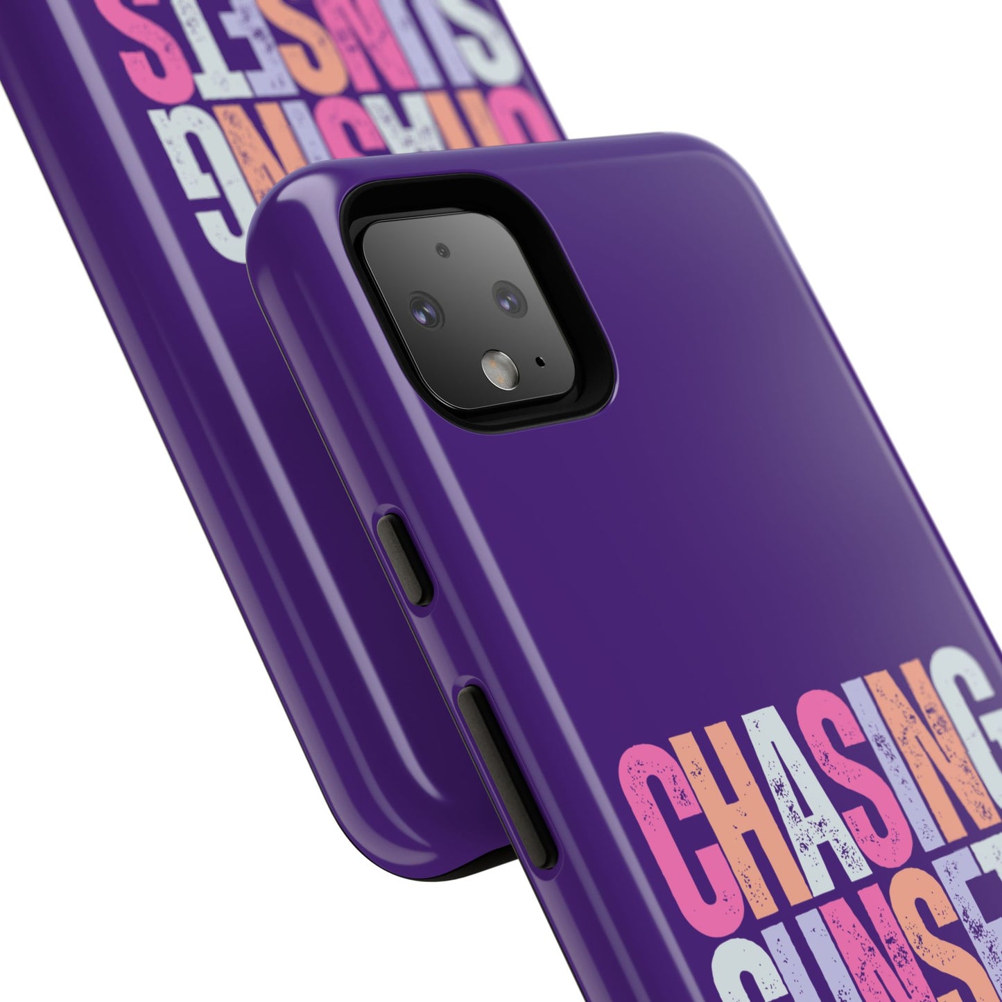 Chasing Sunsets Phone Case, Trendy Phone Cover, Sunset Lover Gift, Cool Accessories, Custom Phone Cases, Vibrant Purple Design