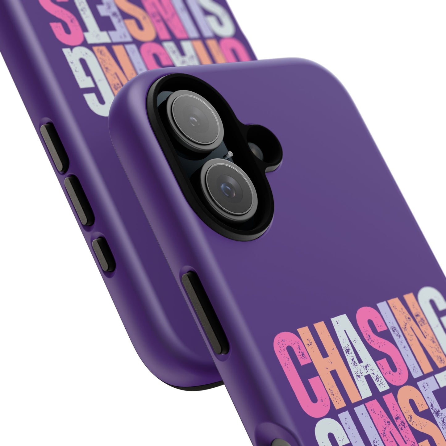 Chasing Sunsets Phone Case, Trendy Phone Cover, Sunset Lover Gift, Cool Accessories, Custom Phone Cases, Vibrant Purple Design