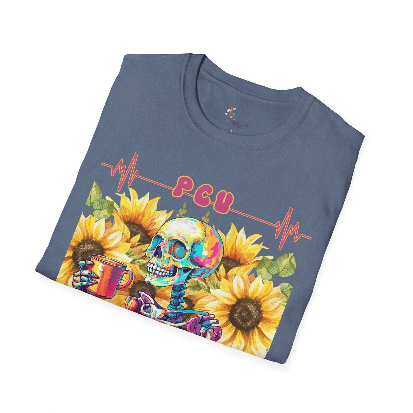 Colorful Skeleton and Sunflower Unisex T-Shirt, Funny Halloween Tee, Gift for Nurses, Party Outfit, Summer Vibes