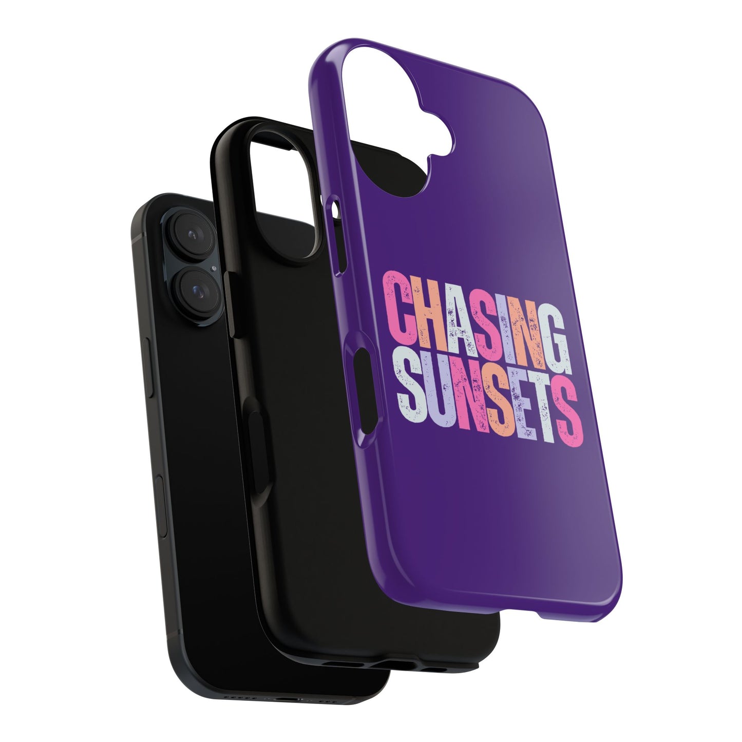 Chasing Sunsets Phone Case, Trendy Phone Cover, Sunset Lover Gift, Cool Accessories, Custom Phone Cases, Vibrant Purple Design