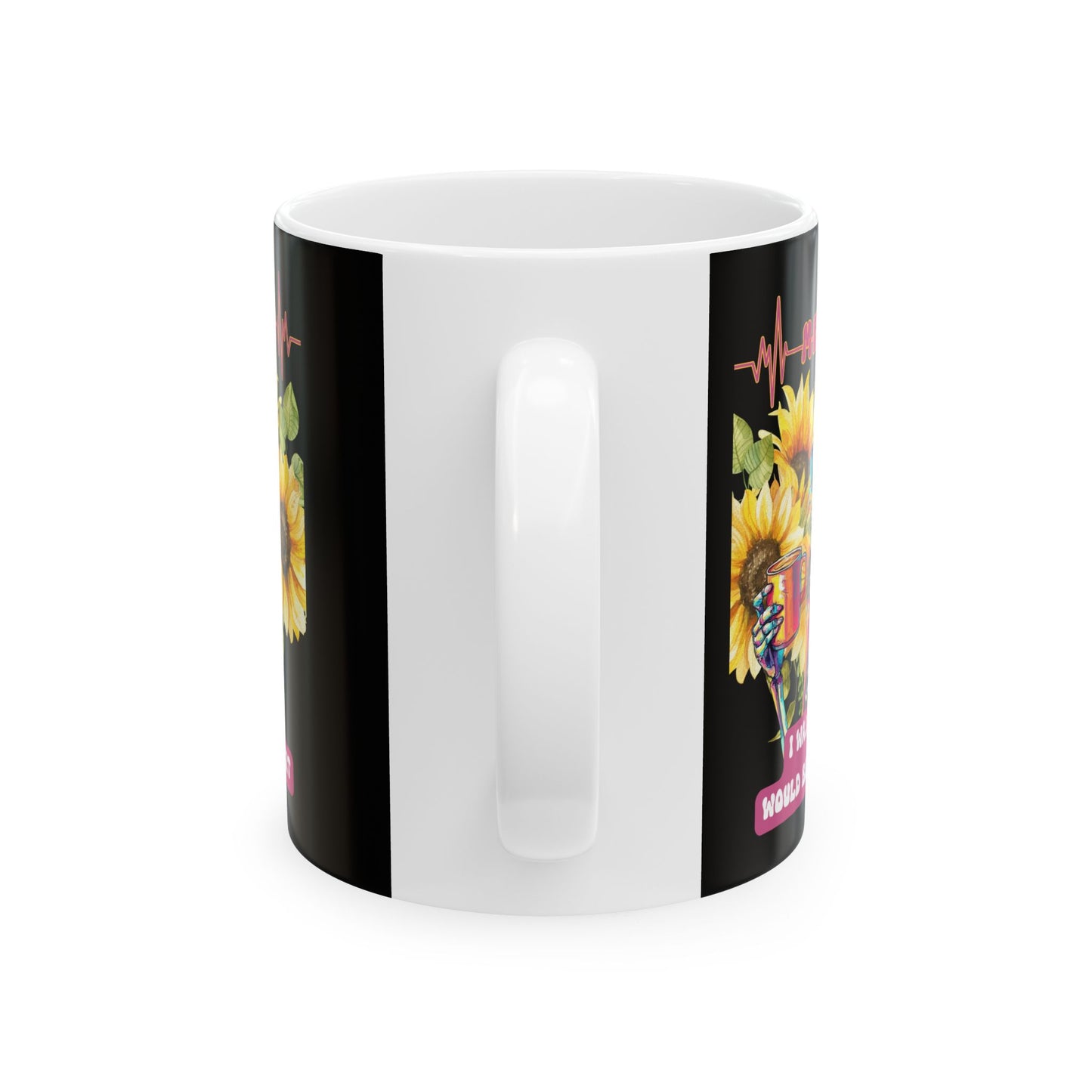 Colorful Skull and Flower Ceramic Mug, 11oz or 15oz - Perfect for Halloween, Day of the Dead, Flower Lovers, Unique Gift