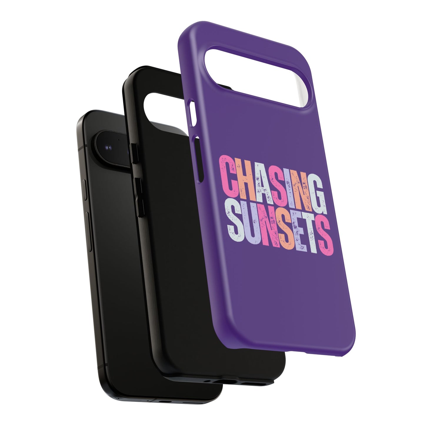 Chasing Sunsets Phone Case, Trendy Phone Cover, Sunset Lover Gift, Cool Accessories, Custom Phone Cases, Vibrant Purple Design