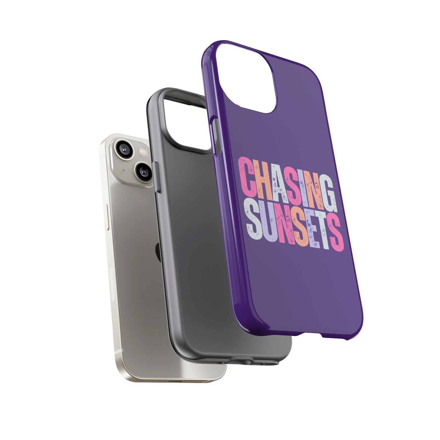 Chasing Sunsets Phone Case, Trendy Phone Cover, Sunset Lover Gift, Cool Accessories, Custom Phone Cases, Vibrant Purple Design