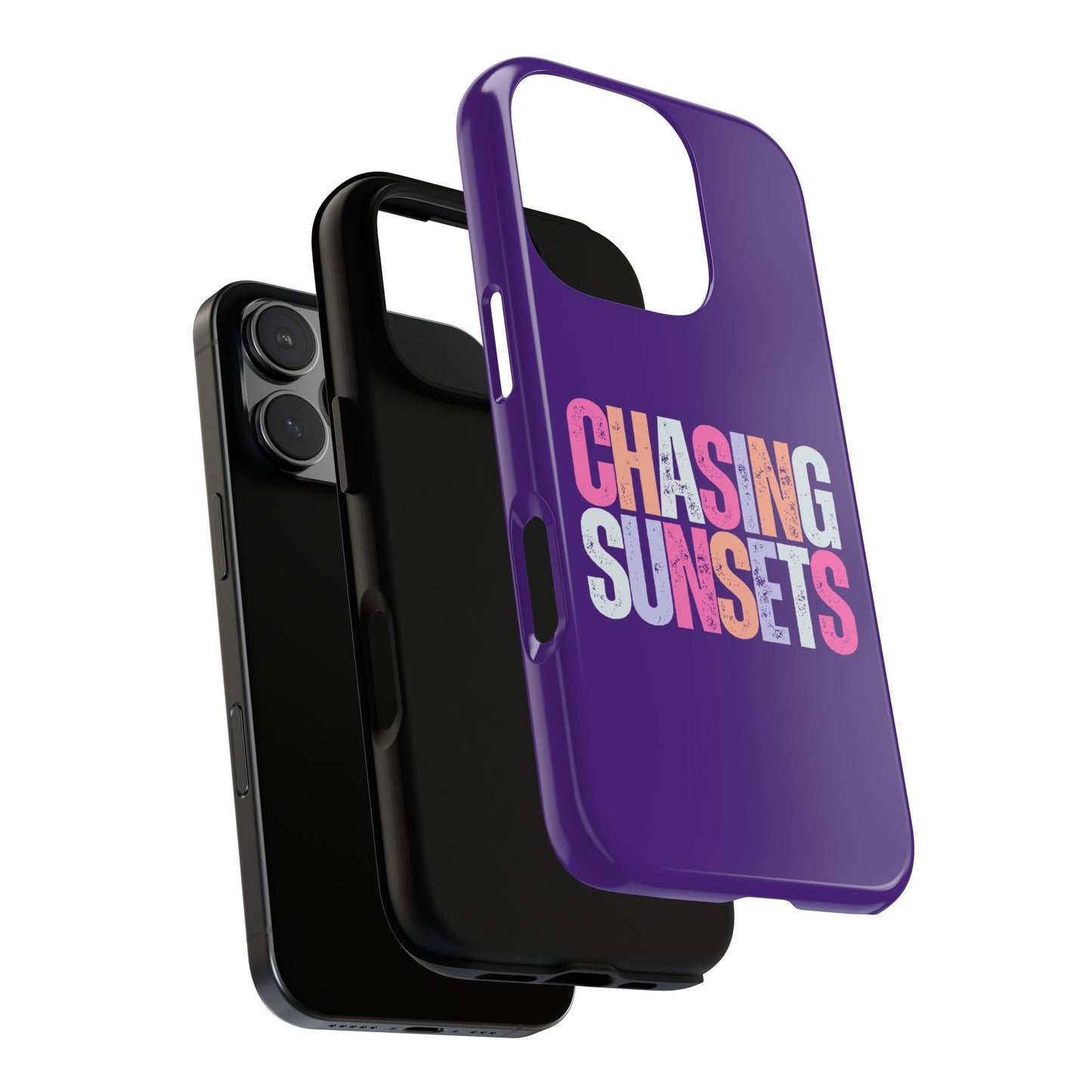 Chasing Sunsets Phone Case, Trendy Phone Cover, Sunset Lover Gift, Cool Accessories, Custom Phone Cases, Vibrant Purple Design