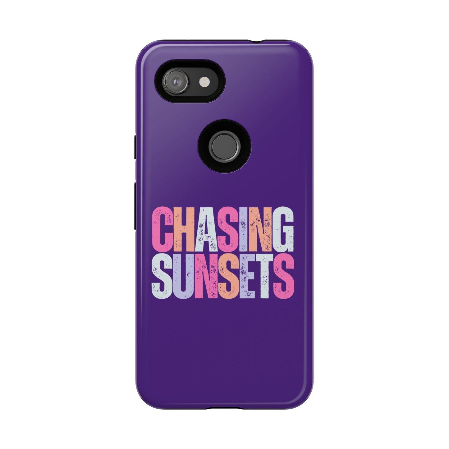 Chasing Sunsets Phone Case, Trendy Phone Cover, Sunset Lover Gift, Cool Accessories, Custom Phone Cases, Vibrant Purple Design