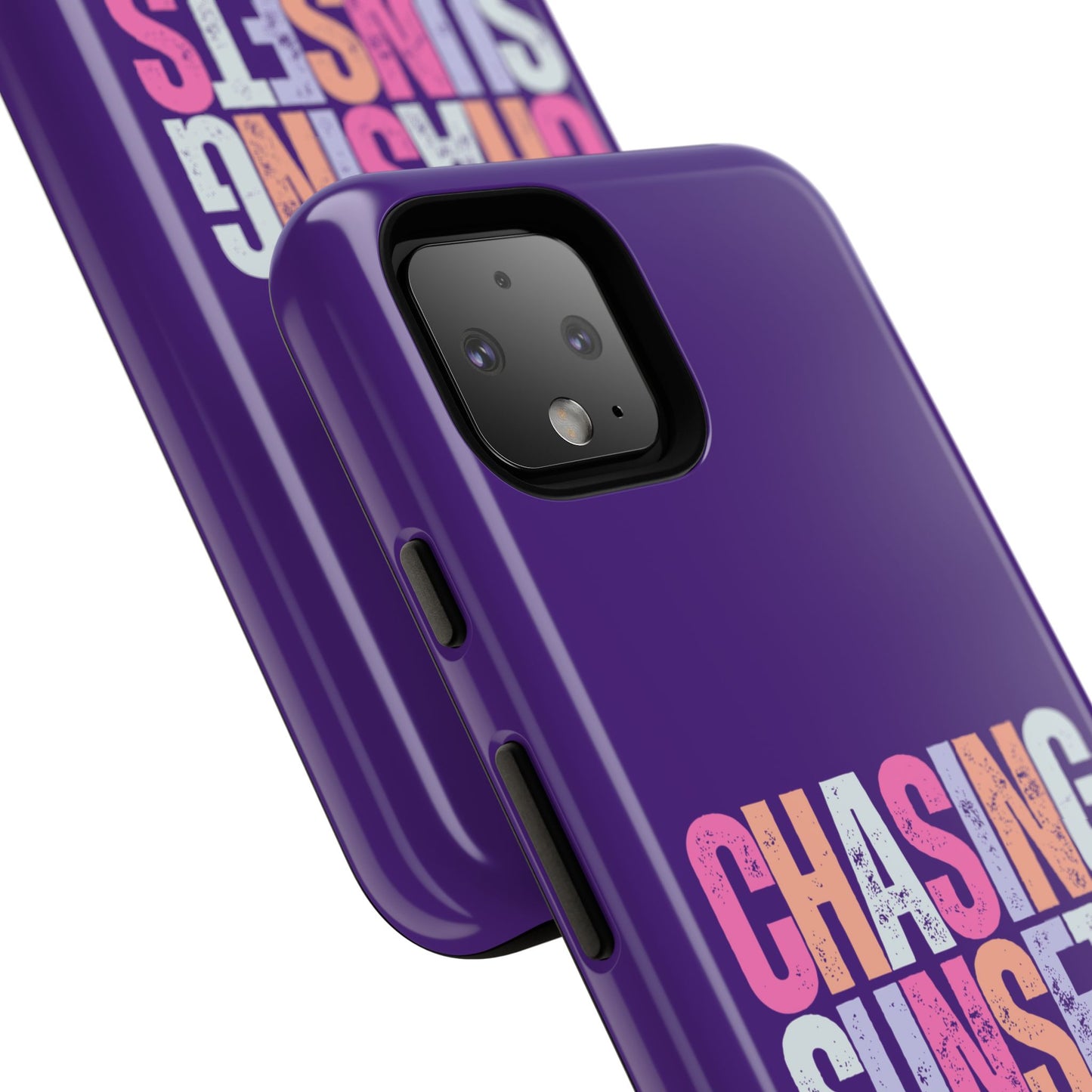Chasing Sunsets Phone Case, Trendy Phone Cover, Sunset Lover Gift, Cool Accessories, Custom Phone Cases, Vibrant Purple Design