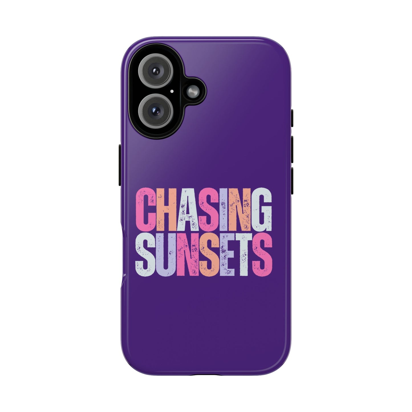 Chasing Sunsets Phone Case, Trendy Phone Cover, Sunset Lover Gift, Cool Accessories, Custom Phone Cases, Vibrant Purple Design