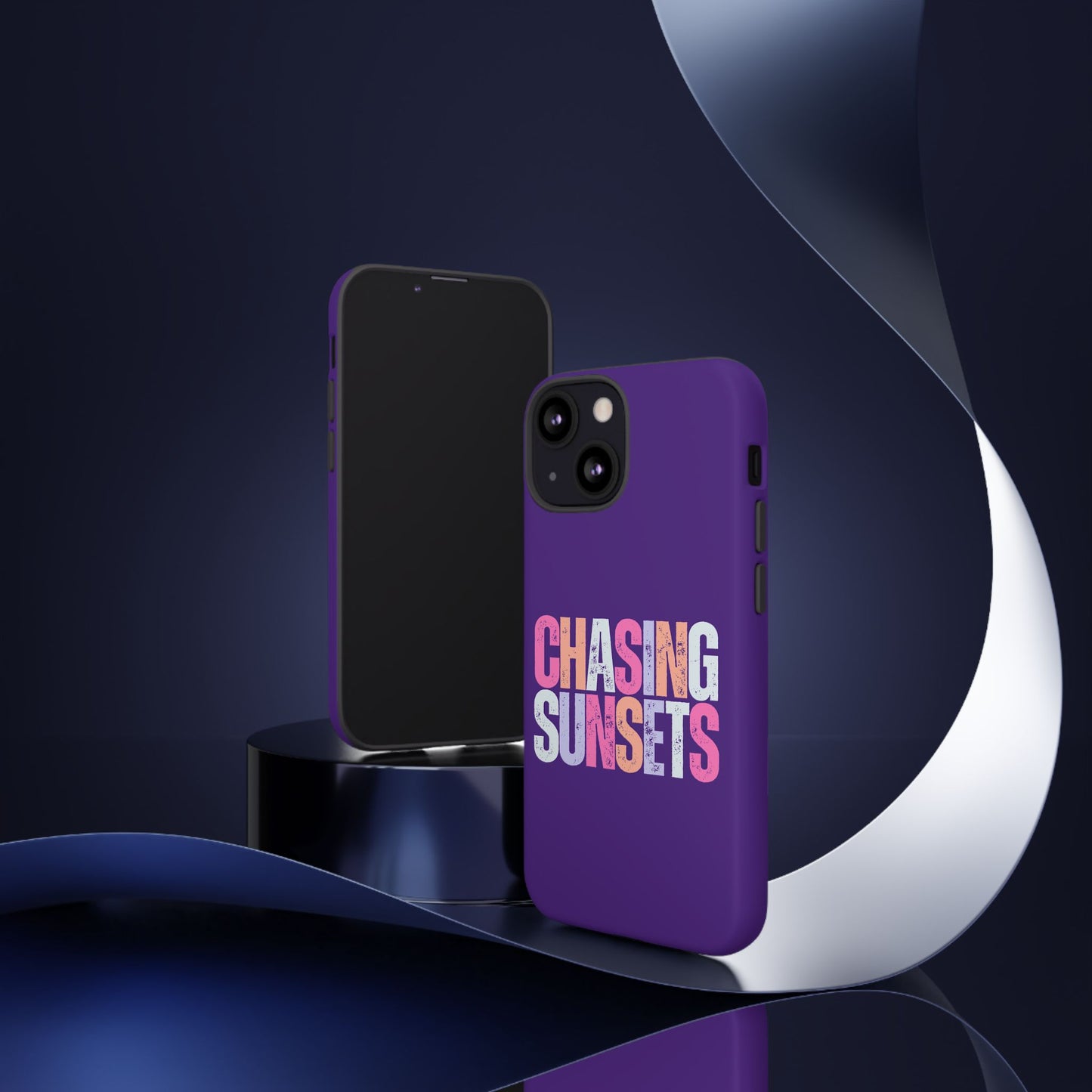 Chasing Sunsets Phone Case, Trendy Phone Cover, Sunset Lover Gift, Cool Accessories, Custom Phone Cases, Vibrant Purple Design