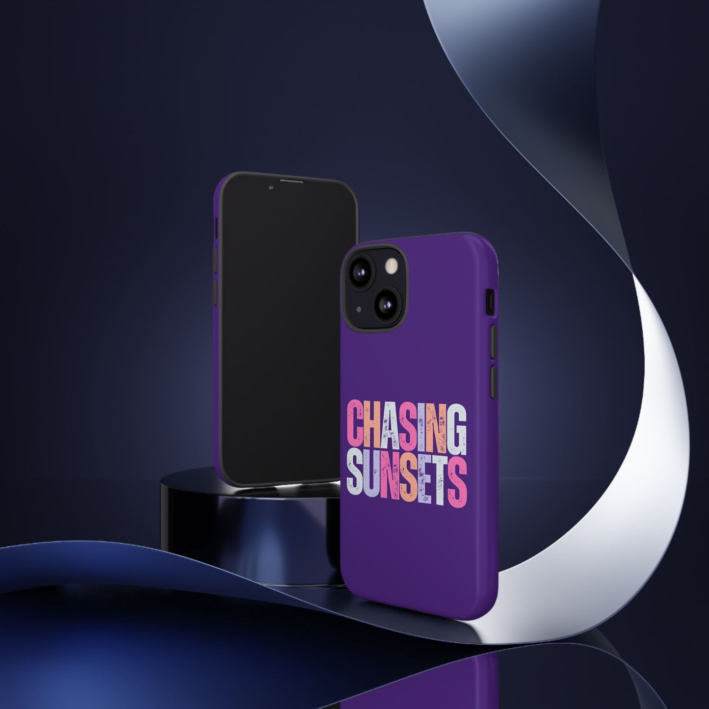 Chasing Sunsets Phone Case, Trendy Phone Cover, Sunset Lover Gift, Cool Accessories, Custom Phone Cases, Vibrant Purple Design
