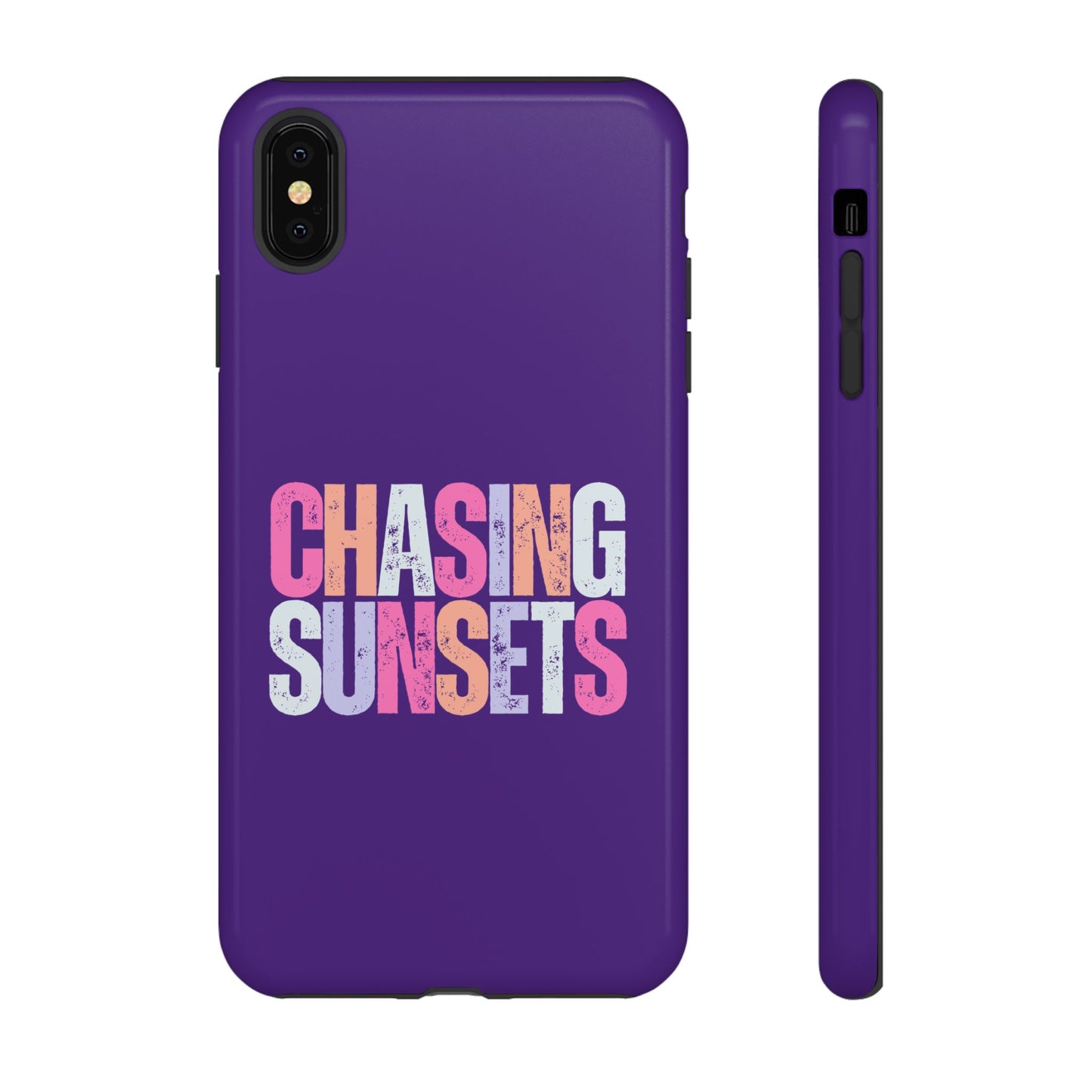 Chasing Sunsets Phone Case, Trendy Phone Cover, Sunset Lover Gift, Cool Accessories, Custom Phone Cases, Vibrant Purple Design