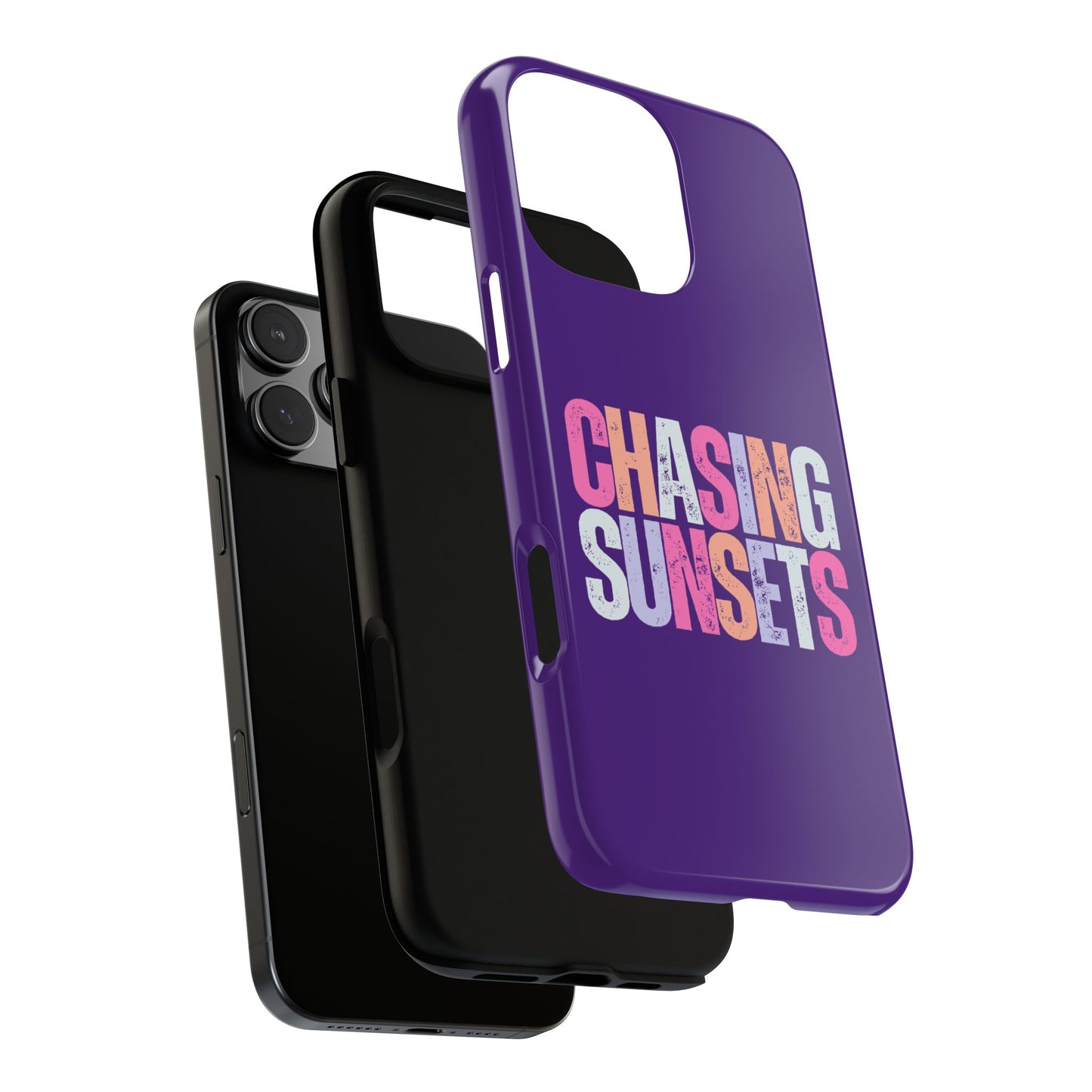 Chasing Sunsets Phone Case, Trendy Phone Cover, Sunset Lover Gift, Cool Accessories, Custom Phone Cases, Vibrant Purple Design