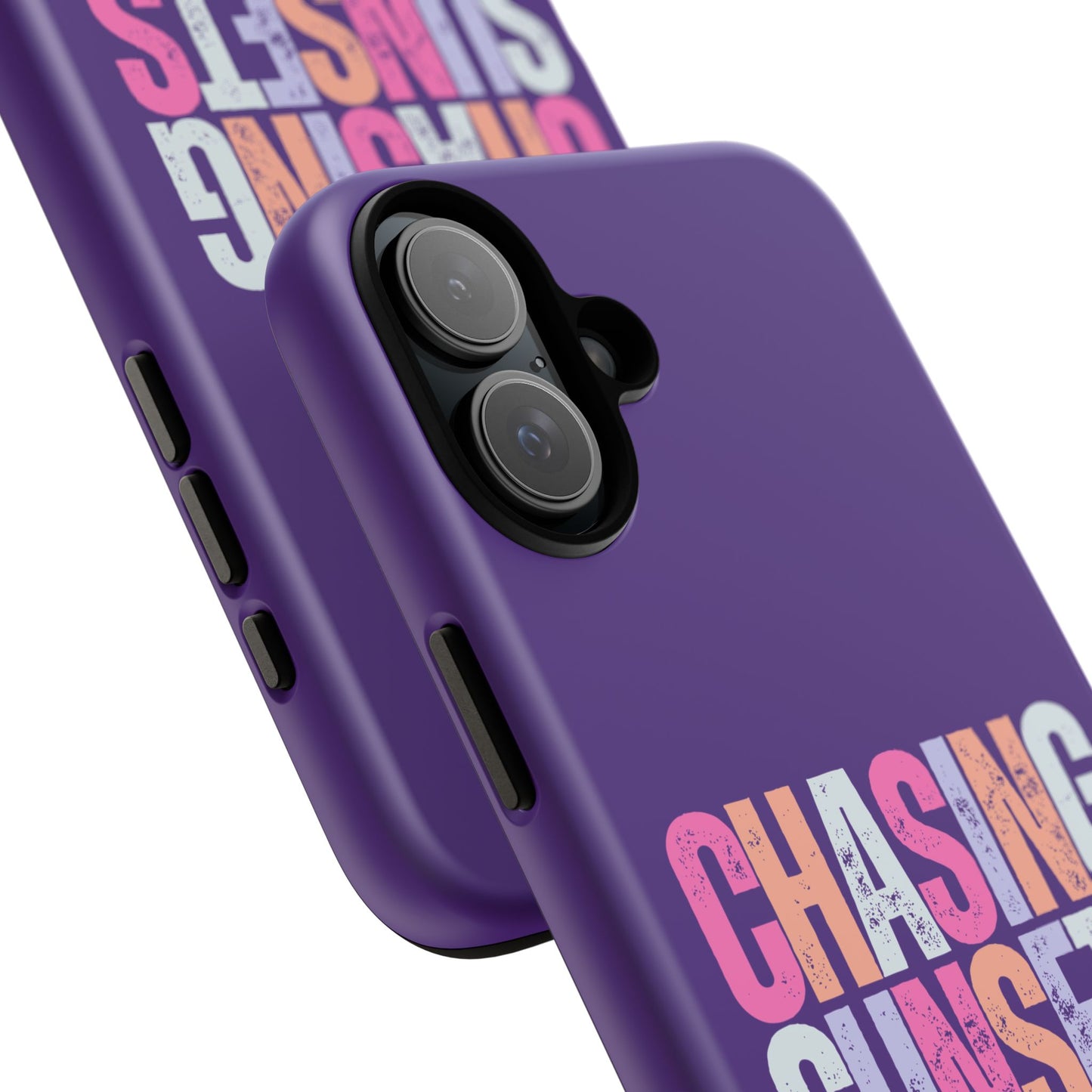 Chasing Sunsets Phone Case, Trendy Phone Cover, Sunset Lover Gift, Cool Accessories, Custom Phone Cases, Vibrant Purple Design