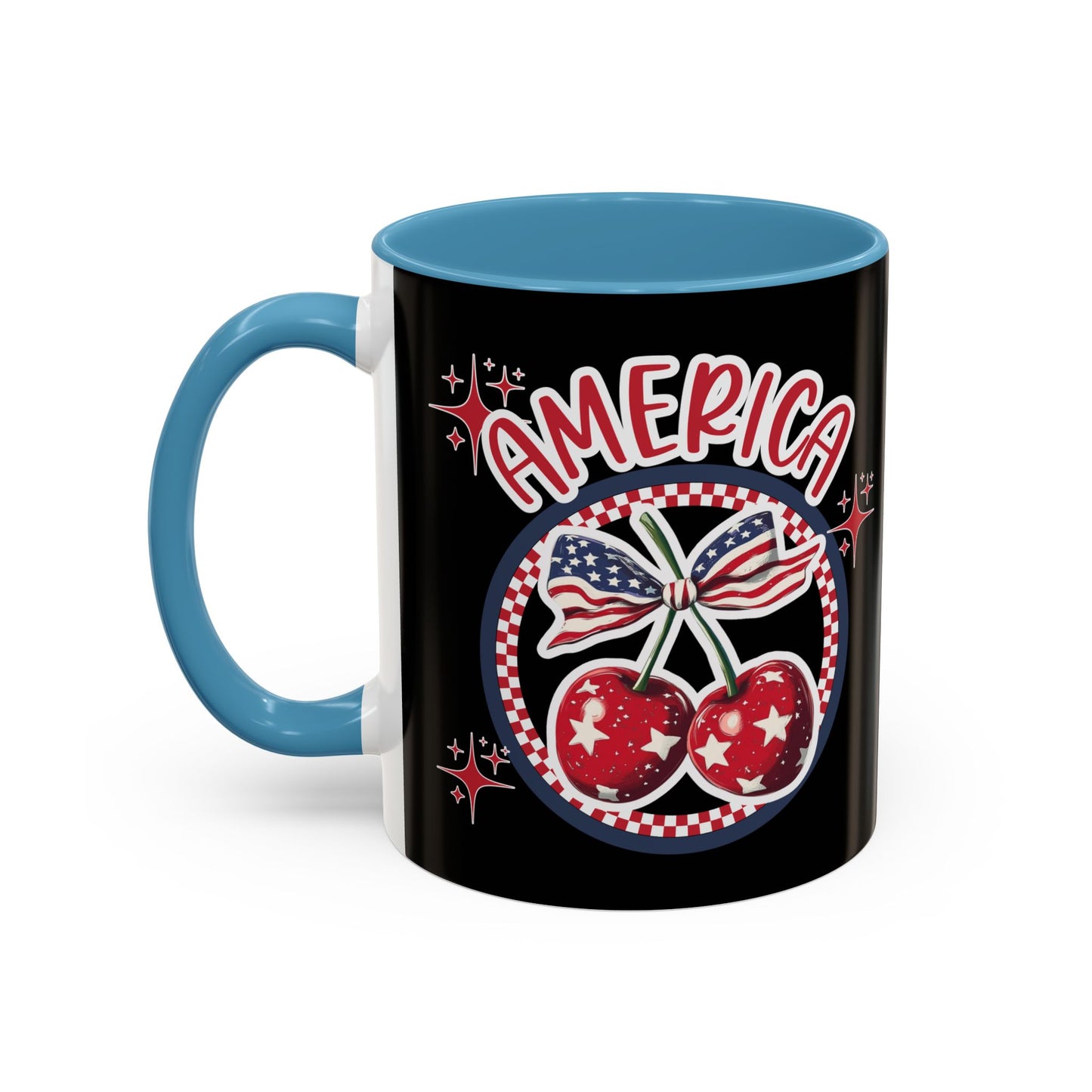 Patriotic Accent Coffee Mug, American Flag Mug, USA Celebration Cup, Red White Blue Drinkware, 4th of July Gift