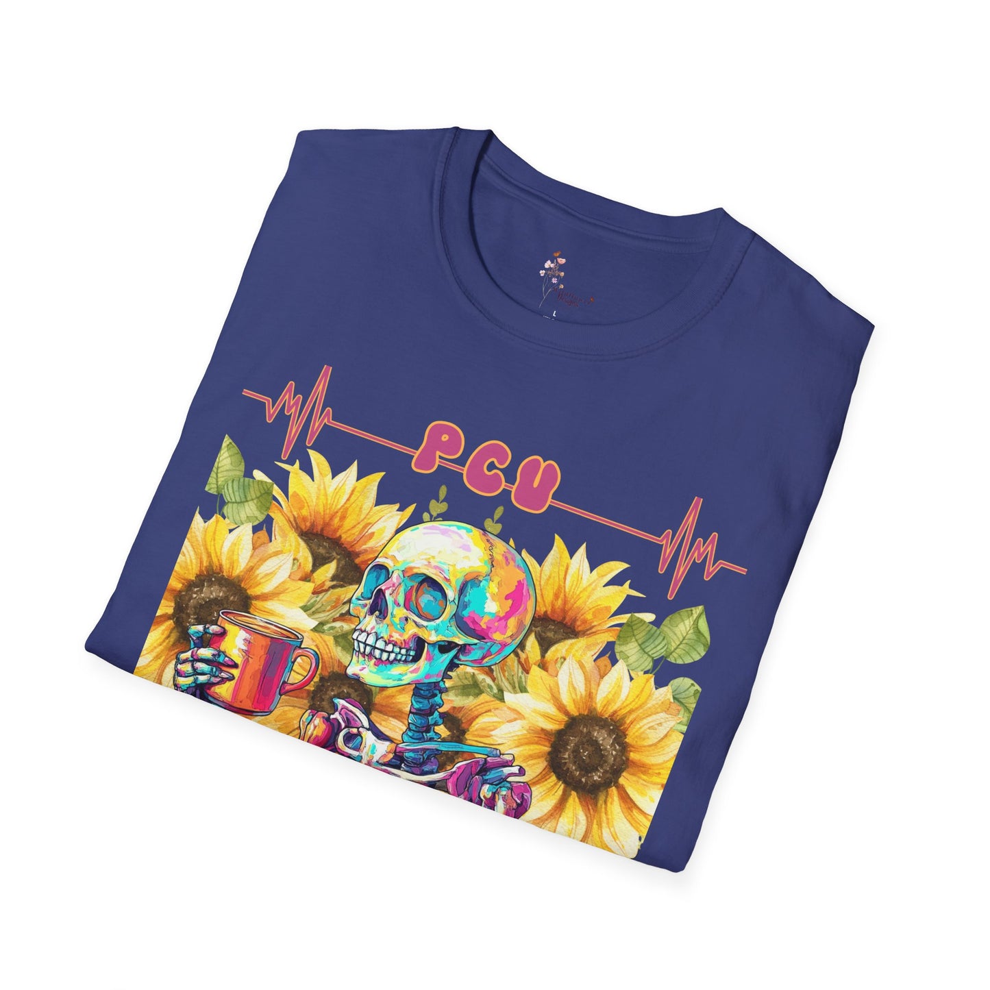 Colorful Skeleton and Sunflower Unisex T-Shirt, Funny Halloween Tee, Gift for Nurses, Party Outfit, Summer Vibes