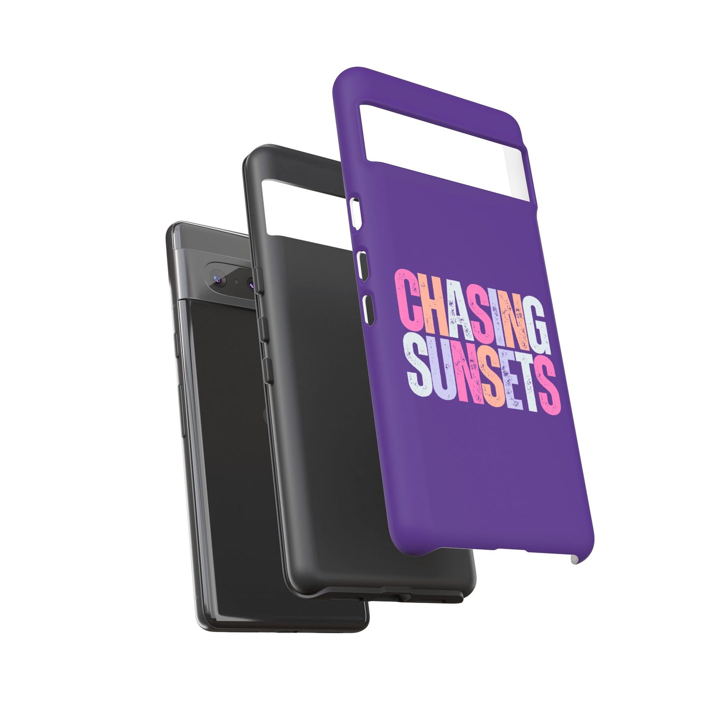 Chasing Sunsets Phone Case, Trendy Phone Cover, Sunset Lover Gift, Cool Accessories, Custom Phone Cases, Vibrant Purple Design