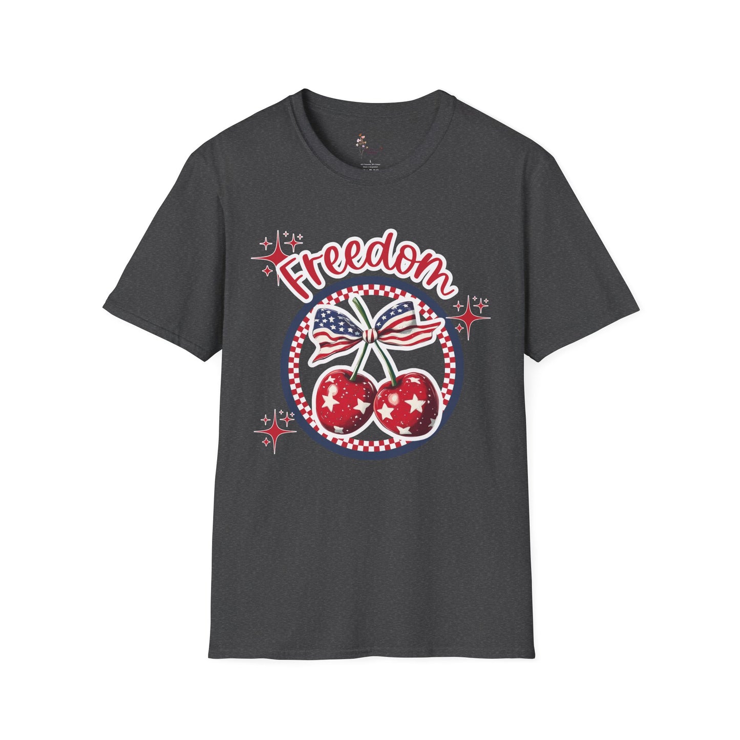 Patriotic Freedom Cherry T-Shirt, Unisex T-Shirt, Casual Wear, Independence Day Shirt, Summer Wardrobe Essential, Gift for Freedom Lovers