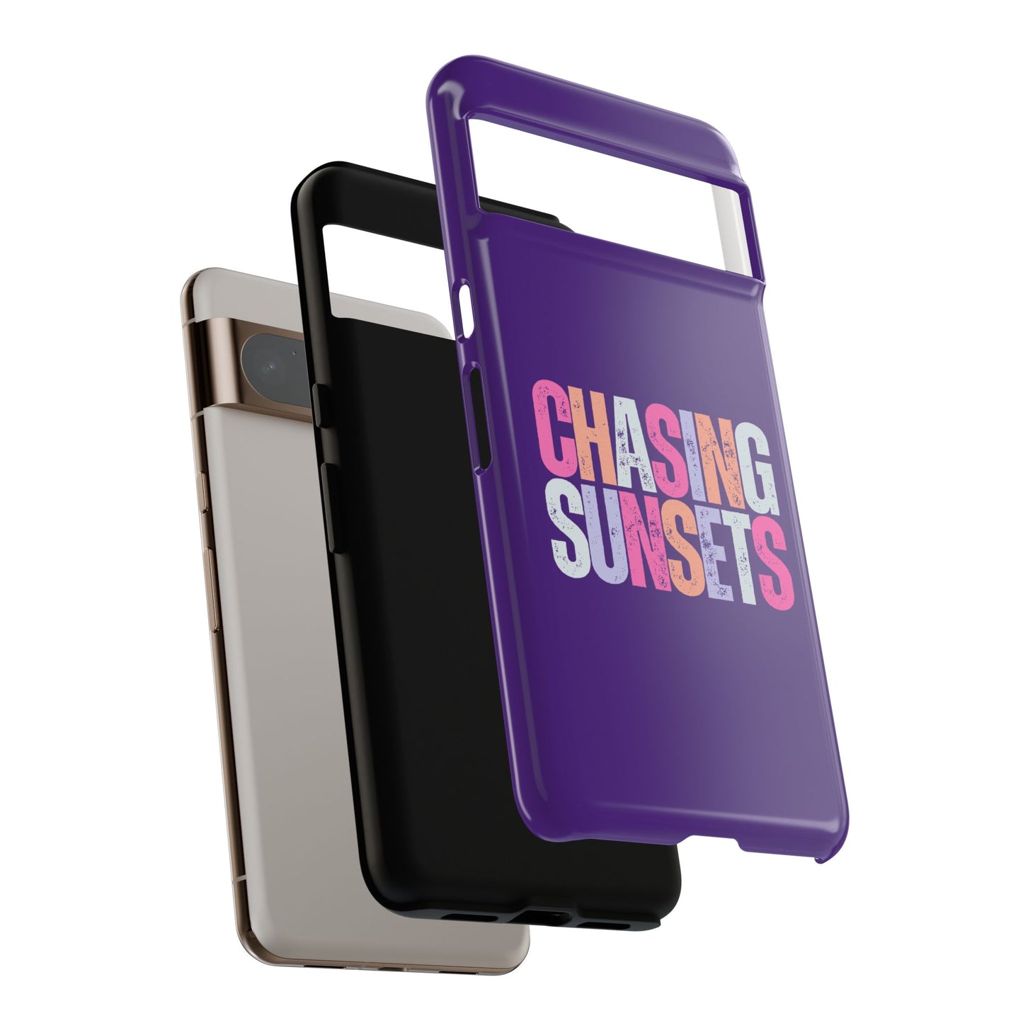 Chasing Sunsets Phone Case, Trendy Phone Cover, Sunset Lover Gift, Cool Accessories, Custom Phone Cases, Vibrant Purple Design