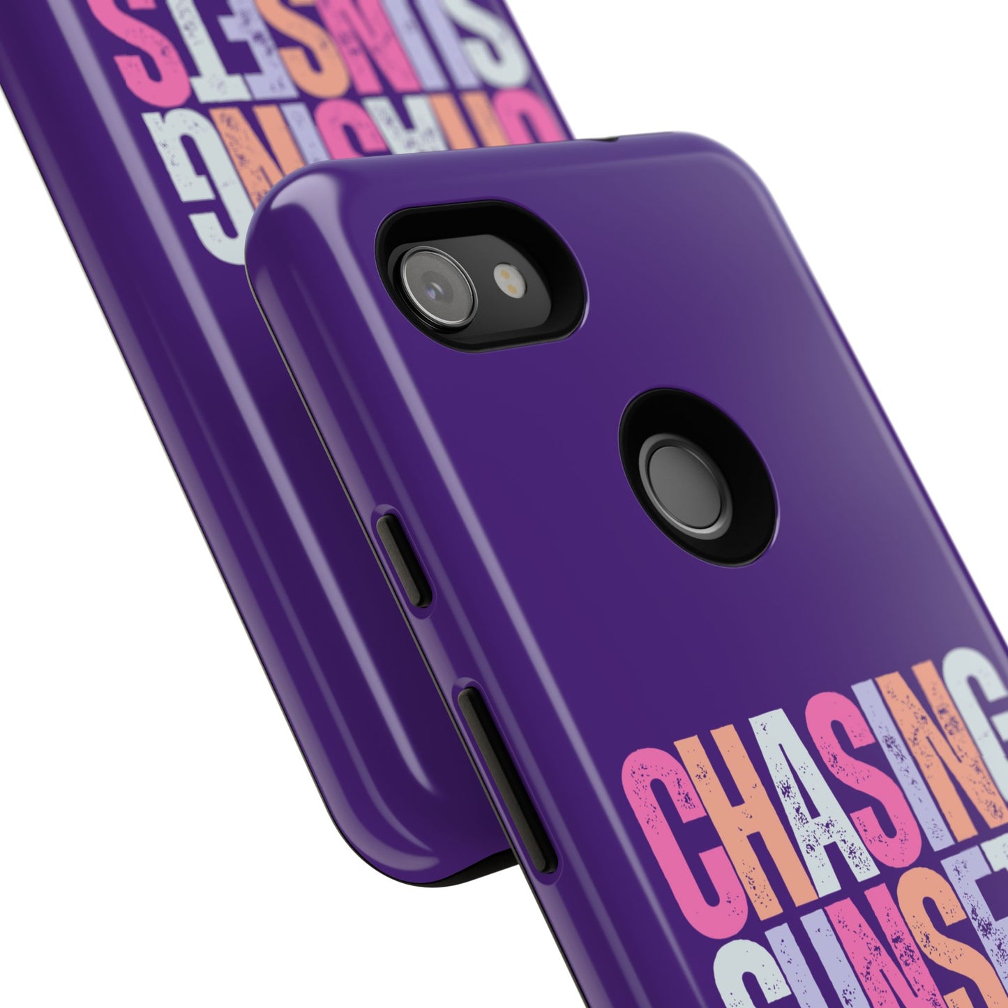 Chasing Sunsets Phone Case, Trendy Phone Cover, Sunset Lover Gift, Cool Accessories, Custom Phone Cases, Vibrant Purple Design