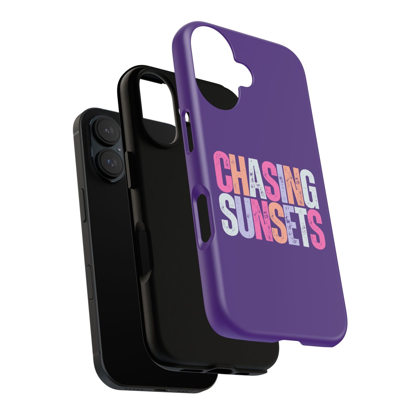 Chasing Sunsets Phone Case, Trendy Phone Cover, Sunset Lover Gift, Cool Accessories, Custom Phone Cases, Vibrant Purple Design