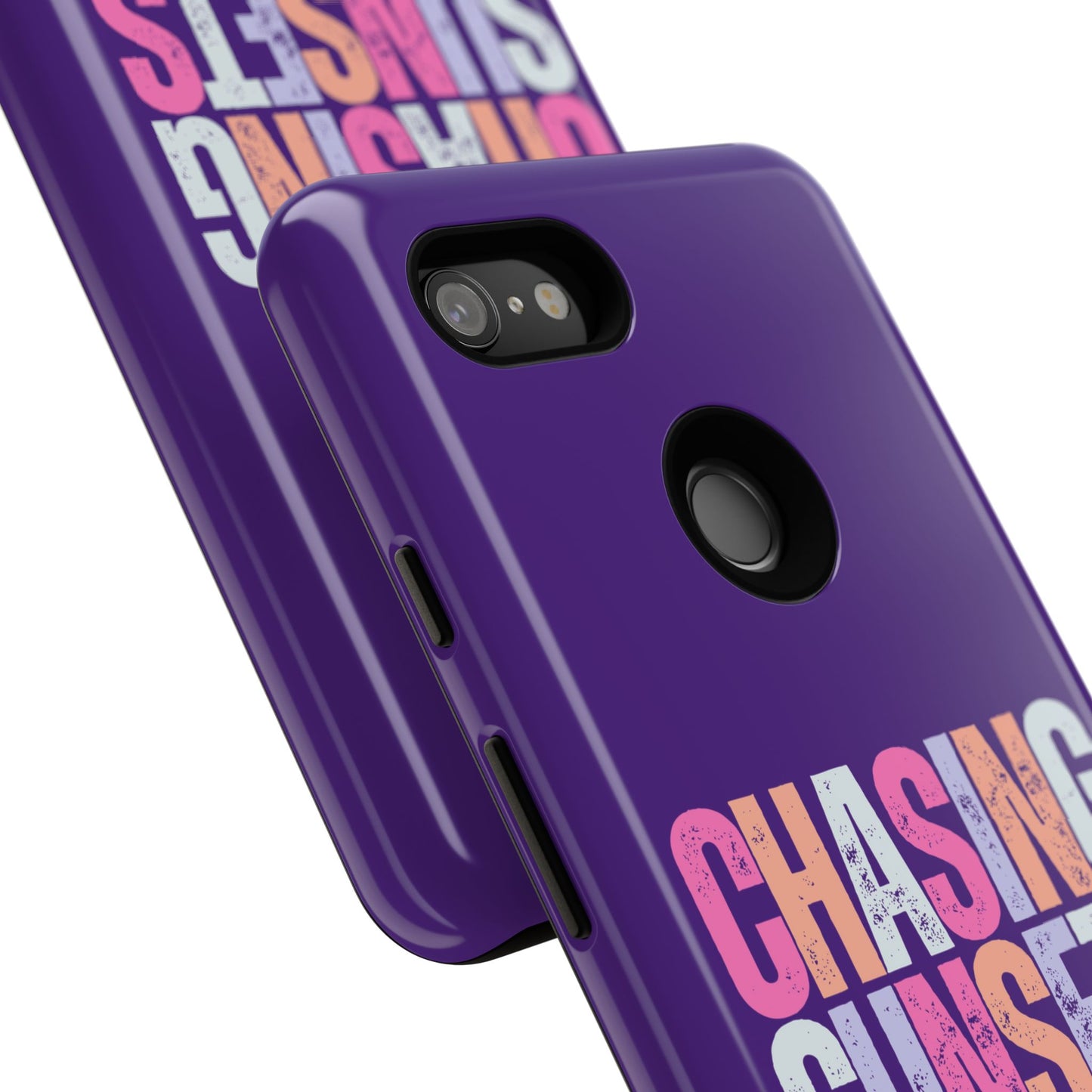 Chasing Sunsets Phone Case, Trendy Phone Cover, Sunset Lover Gift, Cool Accessories, Custom Phone Cases, Vibrant Purple Design