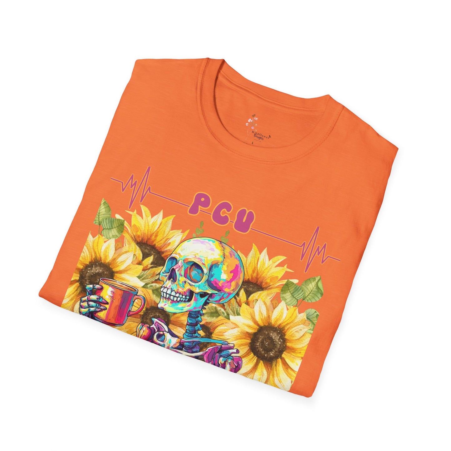 Colorful Skeleton and Sunflower Unisex T-Shirt, Funny Halloween Tee, Gift for Nurses, Party Outfit, Summer Vibes