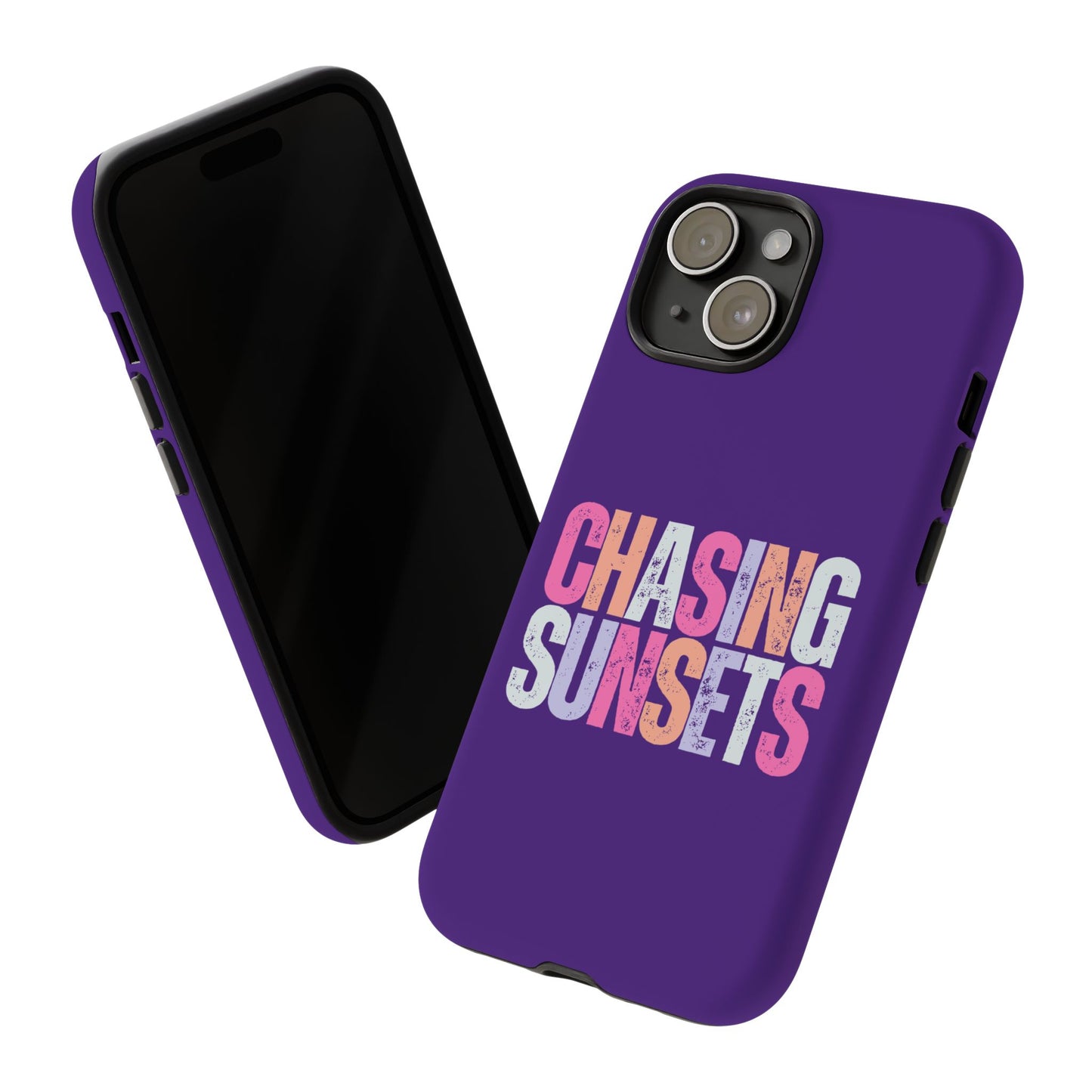 Chasing Sunsets Phone Case, Trendy Phone Cover, Sunset Lover Gift, Cool Accessories, Custom Phone Cases, Vibrant Purple Design
