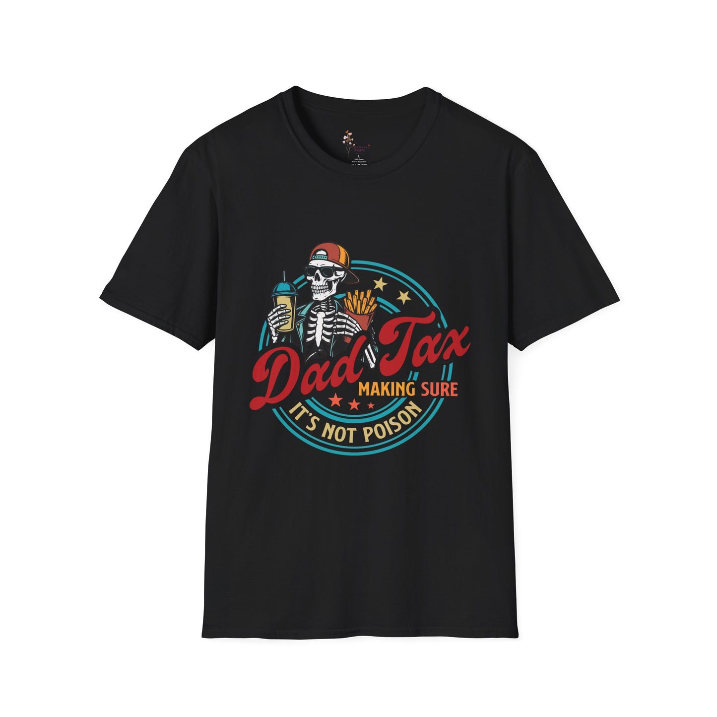 Casual Graphic T-Shirt, Dad Tax Skeleton Tee for Dads, Funny Parenting Shirt, Gift for Father's Day, Halloween Shirt