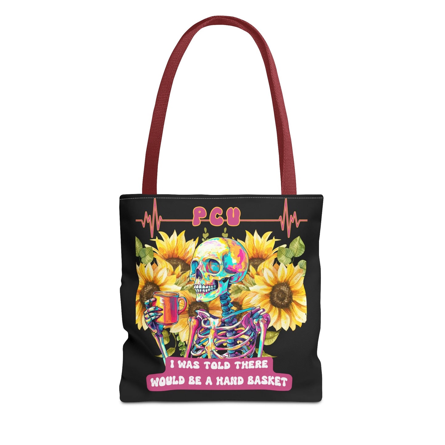 Vibrant Skull Tote Bag - ‘I Was Told There Would Be a Hand Basket’ Design, Day of the Dead, Halloween, Floral, Gift Bag, Eco-Friendly