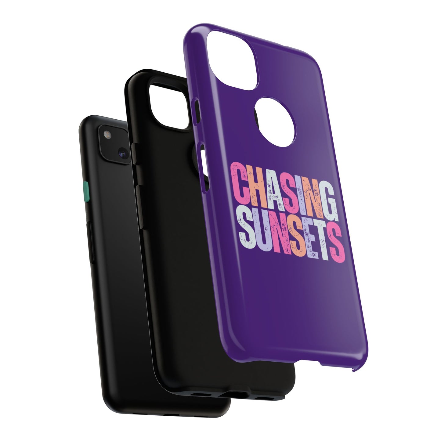 Chasing Sunsets Phone Case, Trendy Phone Cover, Sunset Lover Gift, Cool Accessories, Custom Phone Cases, Vibrant Purple Design