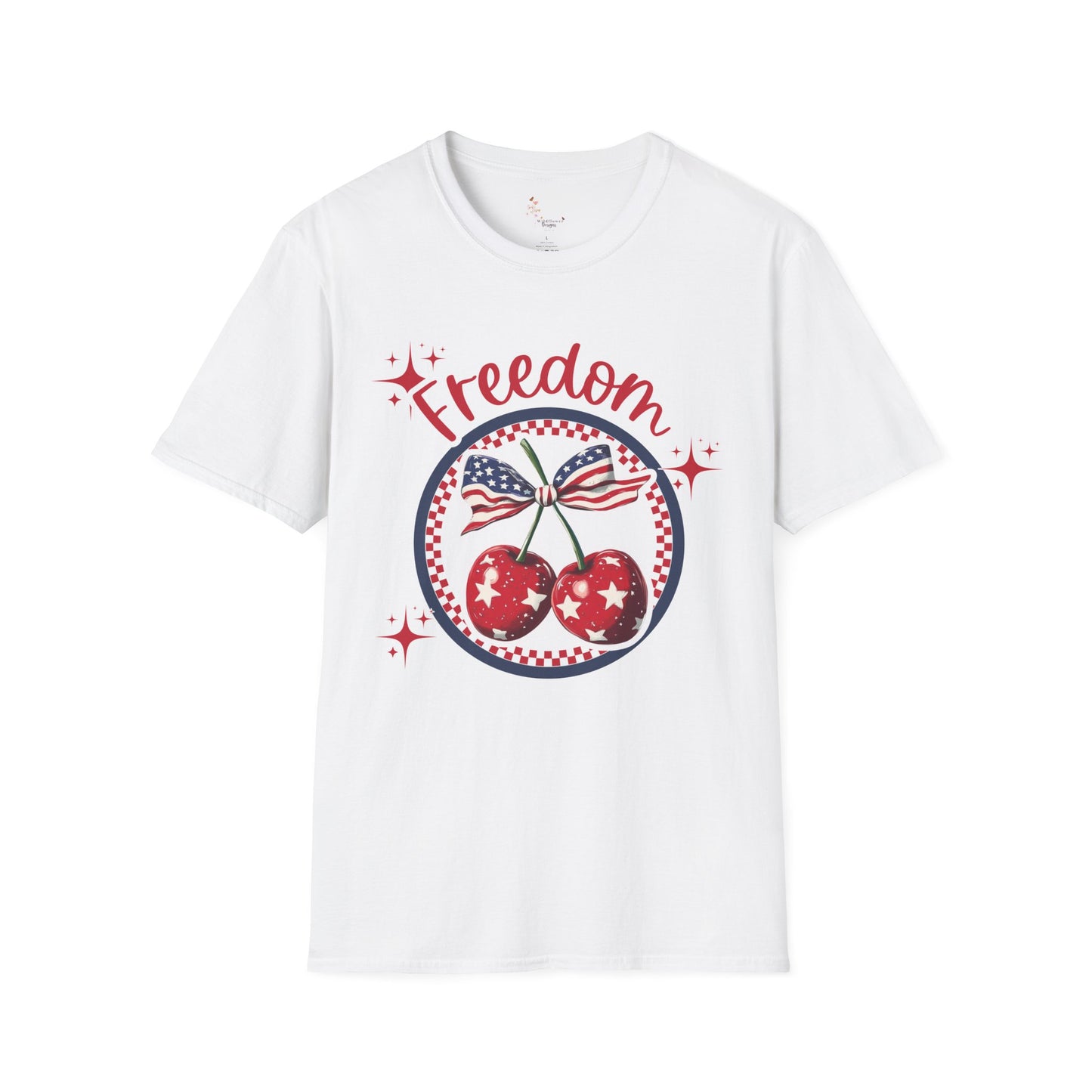 Patriotic Freedom Cherry T-Shirt, Unisex T-Shirt, Casual Wear, Independence Day Shirt, Summer Wardrobe Essential, Gift for Freedom Lovers