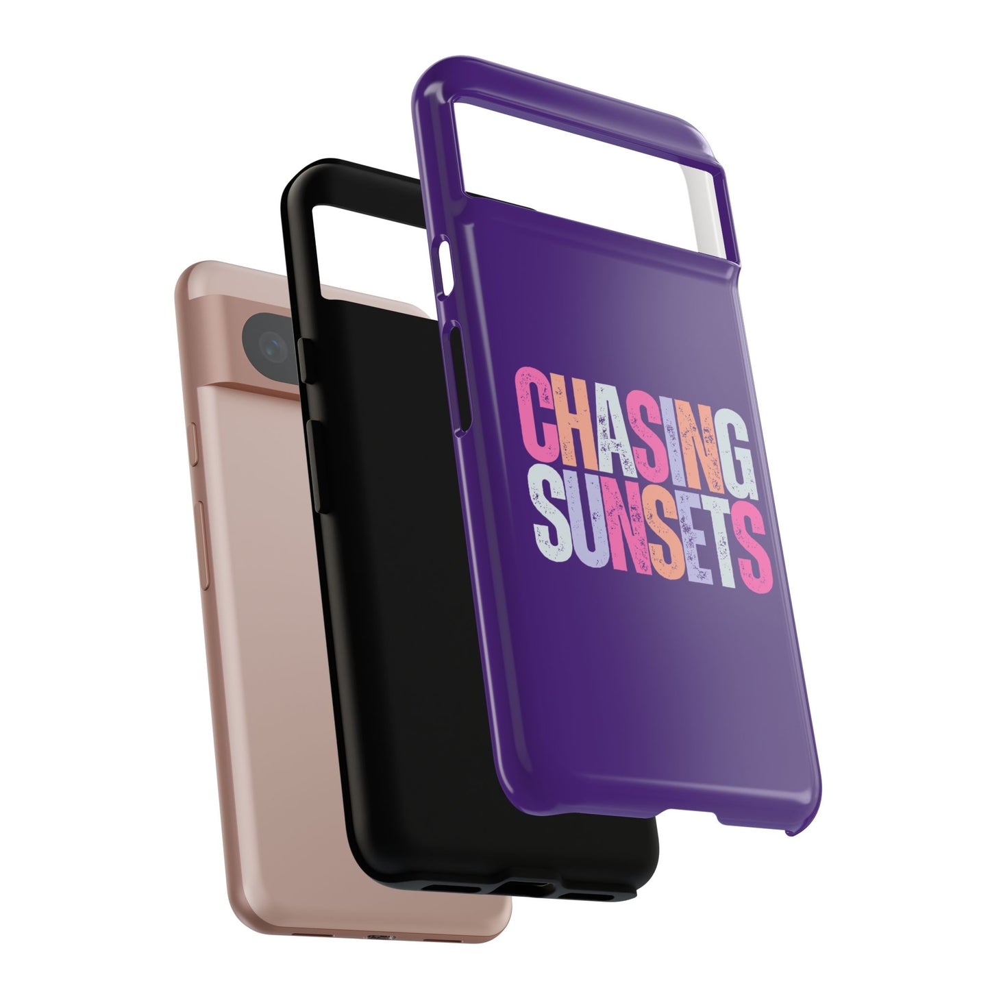 Chasing Sunsets Phone Case, Trendy Phone Cover, Sunset Lover Gift, Cool Accessories, Custom Phone Cases, Vibrant Purple Design