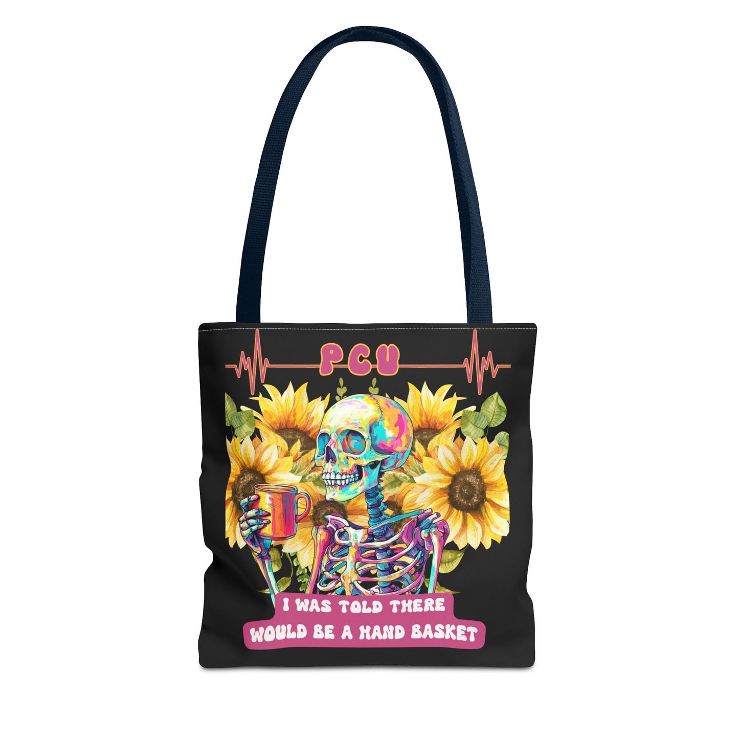 Vibrant Skull Tote Bag - ‘I Was Told There Would Be a Hand Basket’ Design, Day of the Dead, Halloween, Floral, Gift Bag, Eco-Friendly