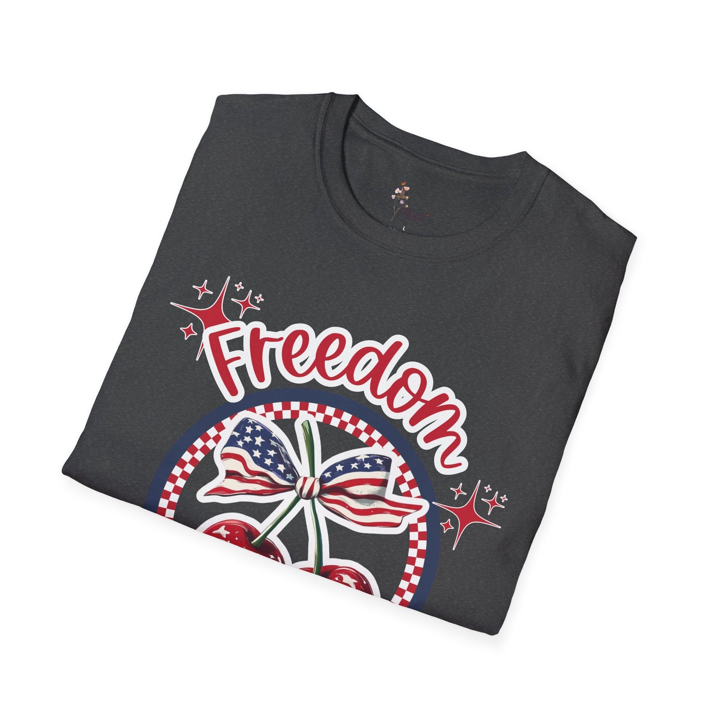 Patriotic Freedom Cherry T-Shirt, Unisex T-Shirt, Casual Wear, Independence Day Shirt, Summer Wardrobe Essential, Gift for Freedom Lovers