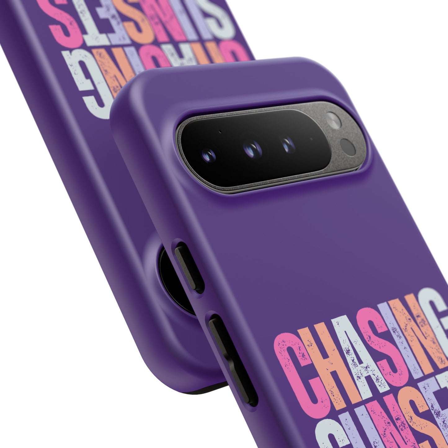 Chasing Sunsets Phone Case, Trendy Phone Cover, Sunset Lover Gift, Cool Accessories, Custom Phone Cases, Vibrant Purple Design