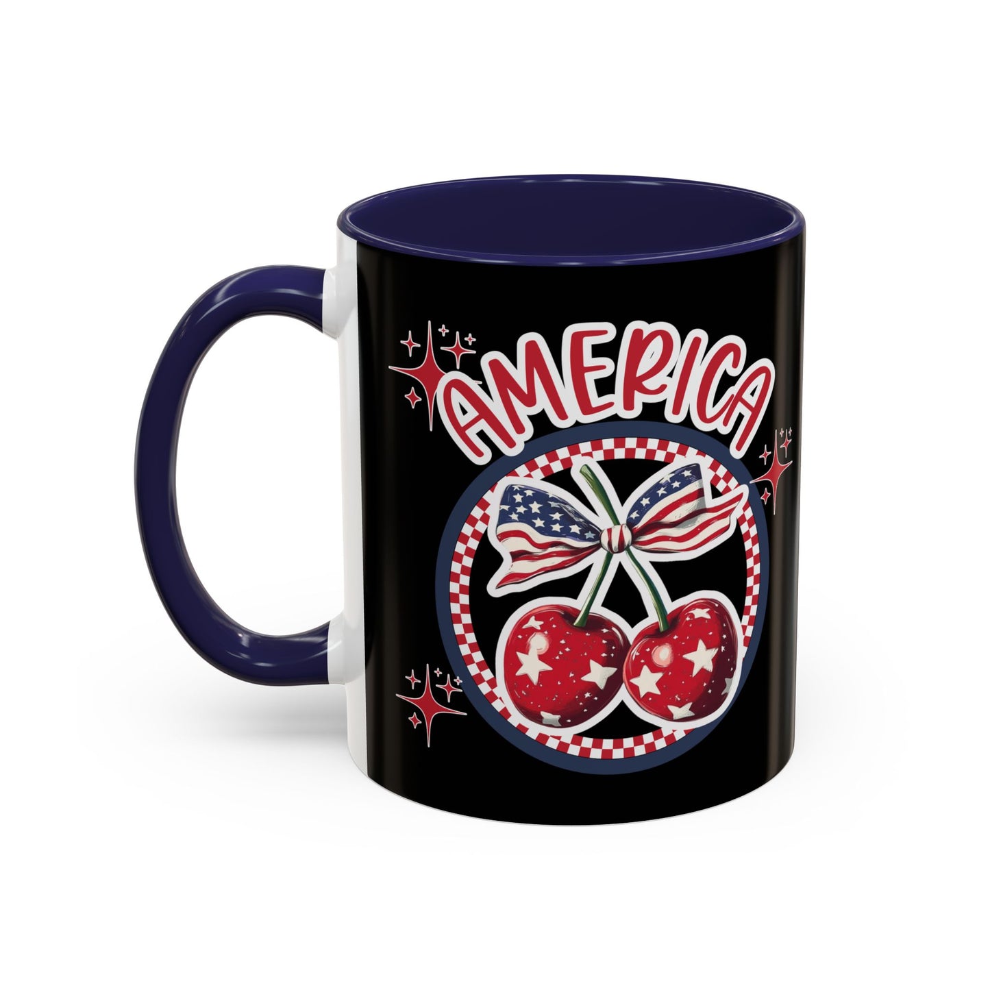 Patriotic Accent Coffee Mug, American Flag Mug, USA Celebration Cup, Red White Blue Drinkware, 4th of July Gift