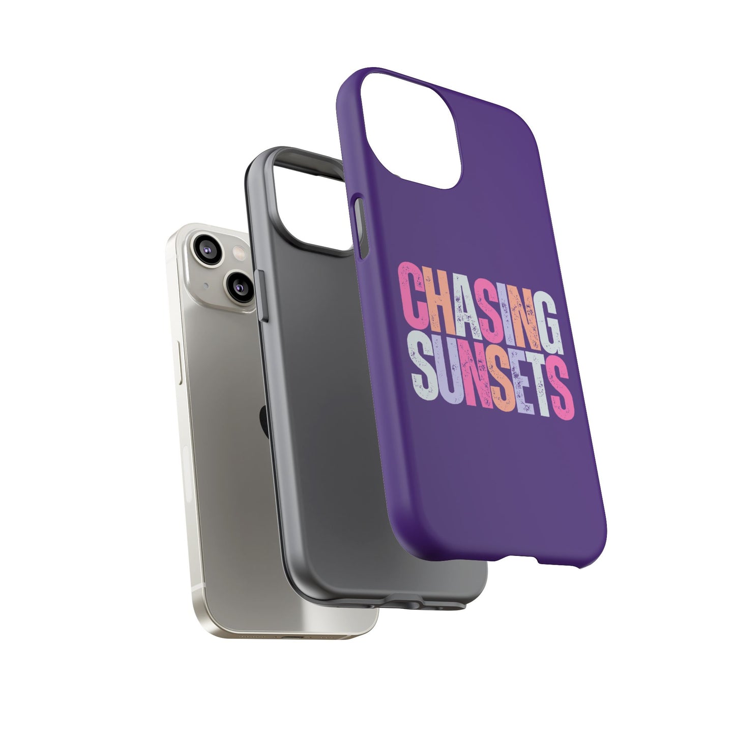 Chasing Sunsets Phone Case, Trendy Phone Cover, Sunset Lover Gift, Cool Accessories, Custom Phone Cases, Vibrant Purple Design