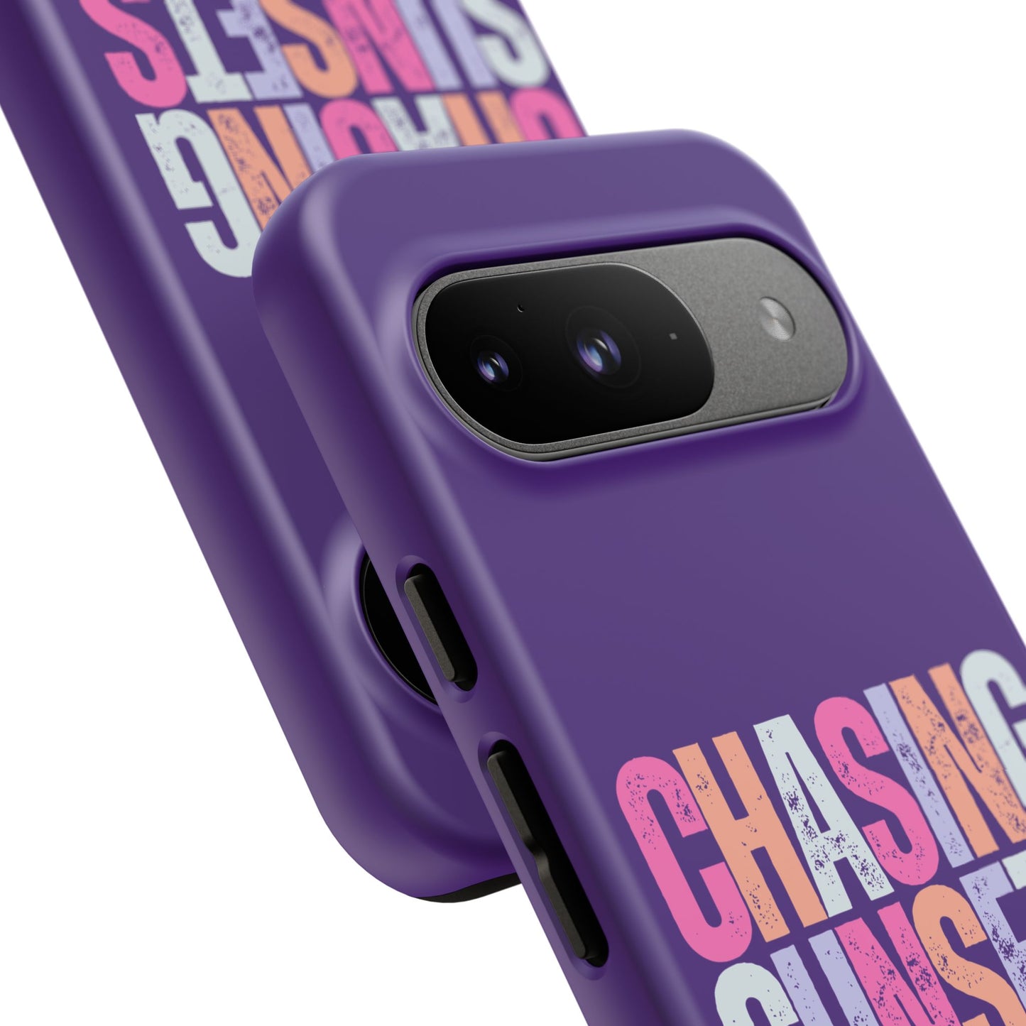Chasing Sunsets Phone Case, Trendy Phone Cover, Sunset Lover Gift, Cool Accessories, Custom Phone Cases, Vibrant Purple Design