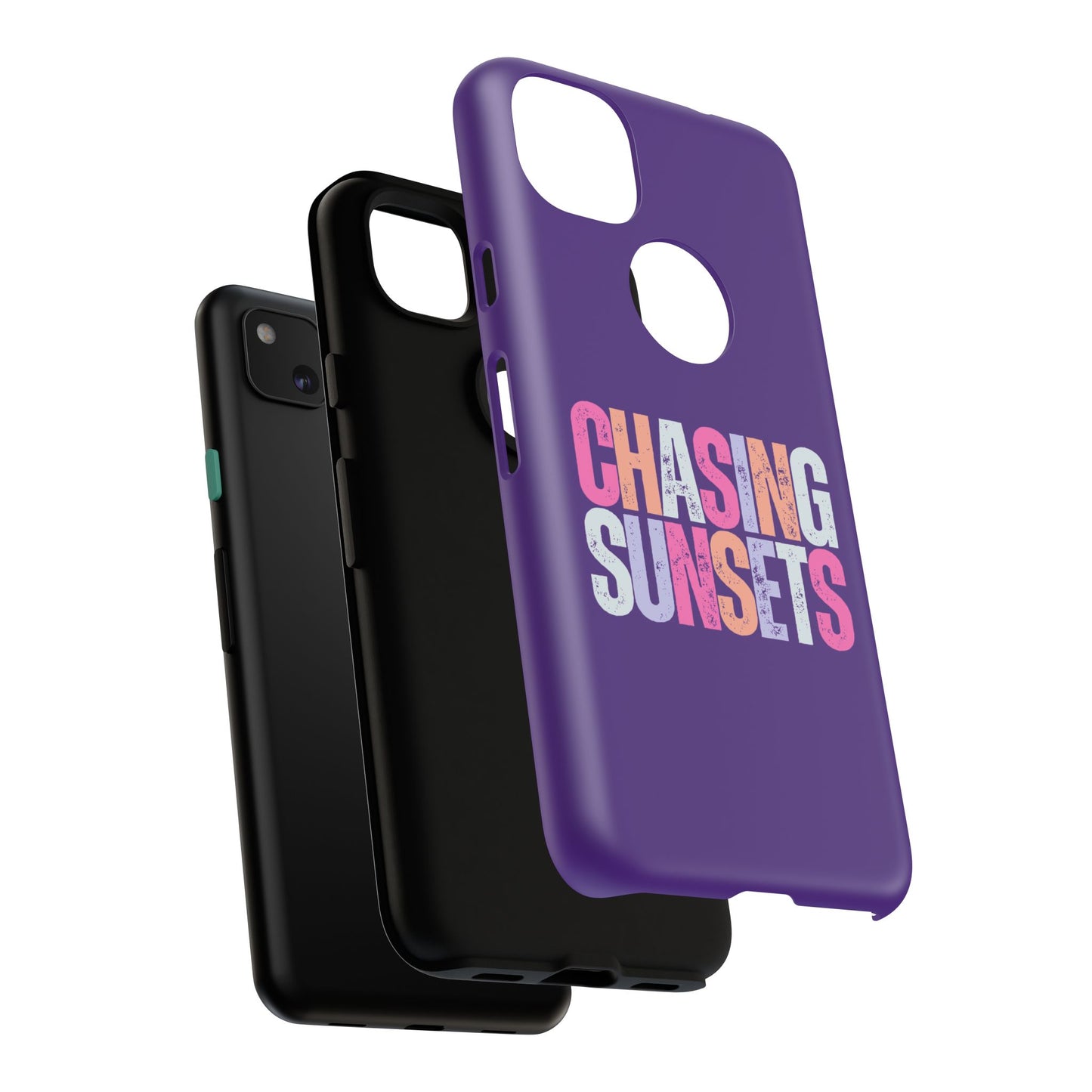 Chasing Sunsets Phone Case, Trendy Phone Cover, Sunset Lover Gift, Cool Accessories, Custom Phone Cases, Vibrant Purple Design