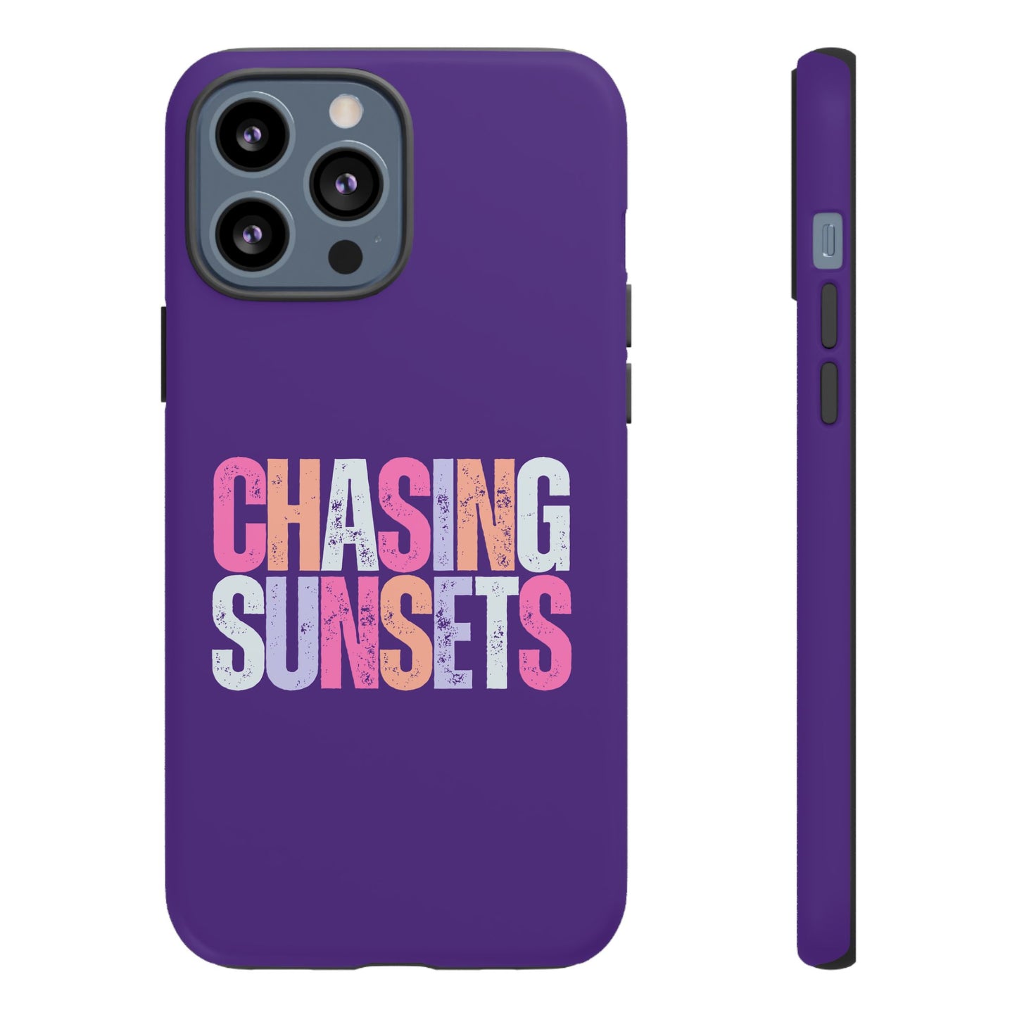 Chasing Sunsets Phone Case, Trendy Phone Cover, Sunset Lover Gift, Cool Accessories, Custom Phone Cases, Vibrant Purple Design
