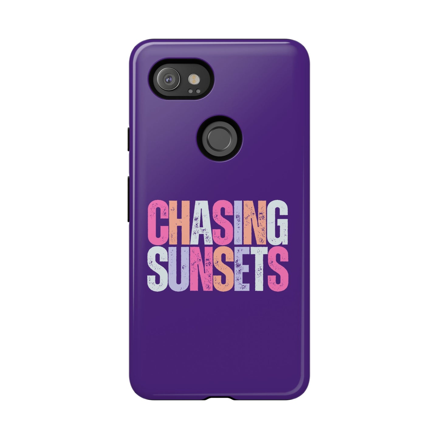 Chasing Sunsets Phone Case, Trendy Phone Cover, Sunset Lover Gift, Cool Accessories, Custom Phone Cases, Vibrant Purple Design